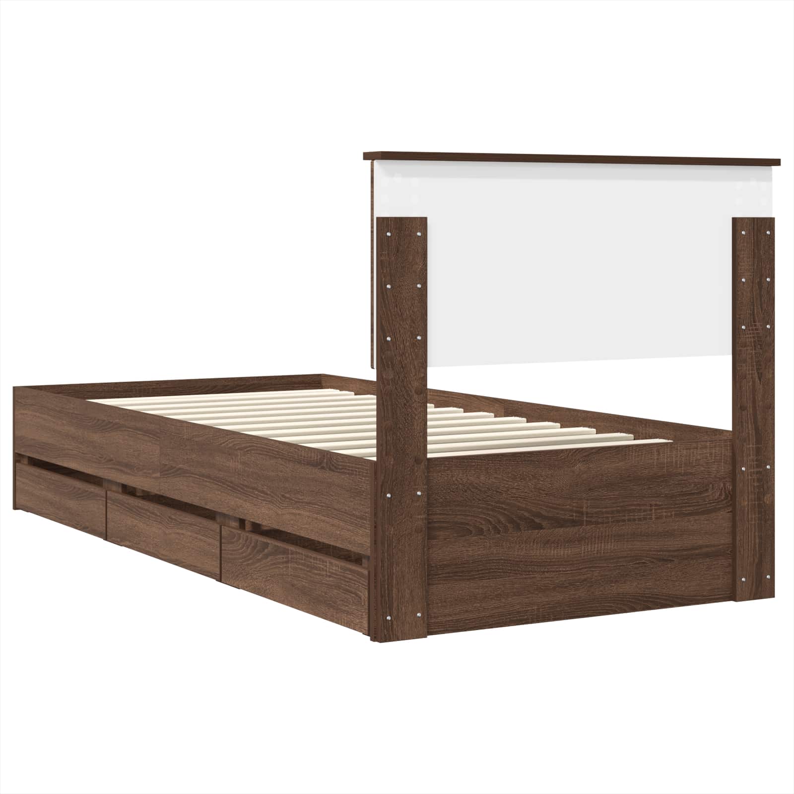 Bedframe met lade Bruin Eiken 75 x 190 cm Ingenieurshout is nu te koop bij PeponiXL, paradijselijk wonen!