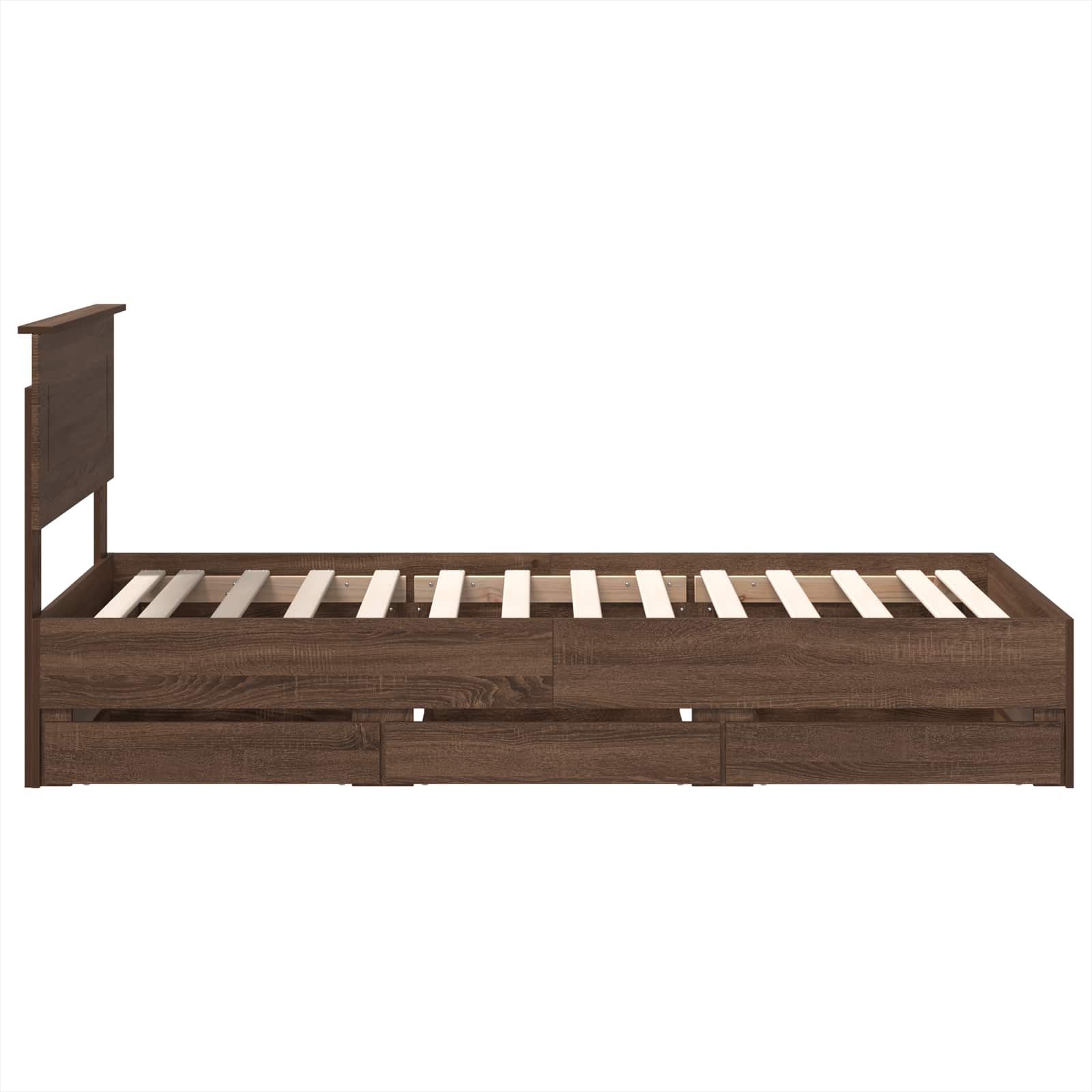 Bedframe met lade Bruin Eiken 75 x 190 cm Ingenieurshout is nu te koop bij PeponiXL, paradijselijk wonen!