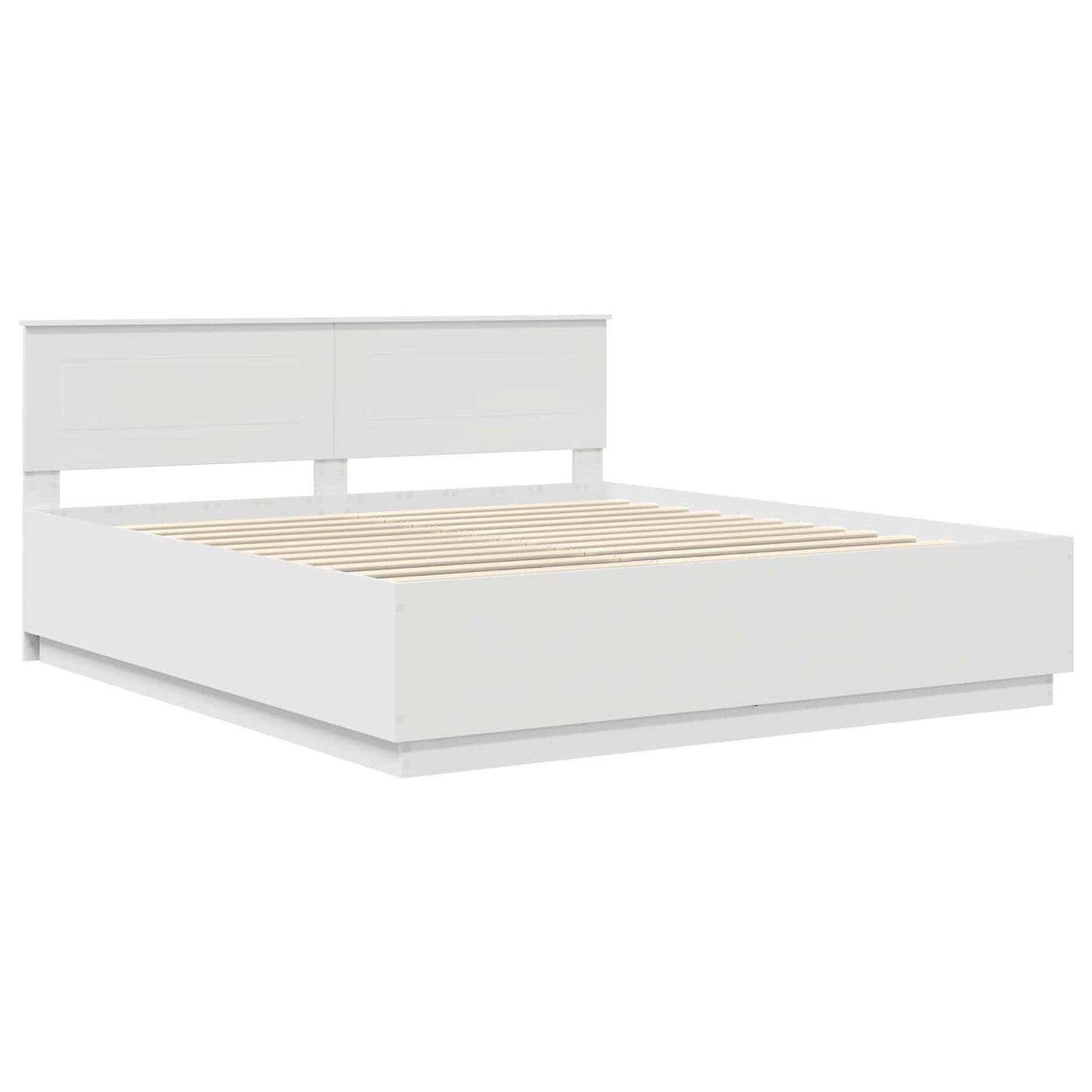 Bedframe met LED-striplichten Wit 200 x 200 cm Bewerkt hout is nu te koop bij PeponiXL, paradijselijk wonen!