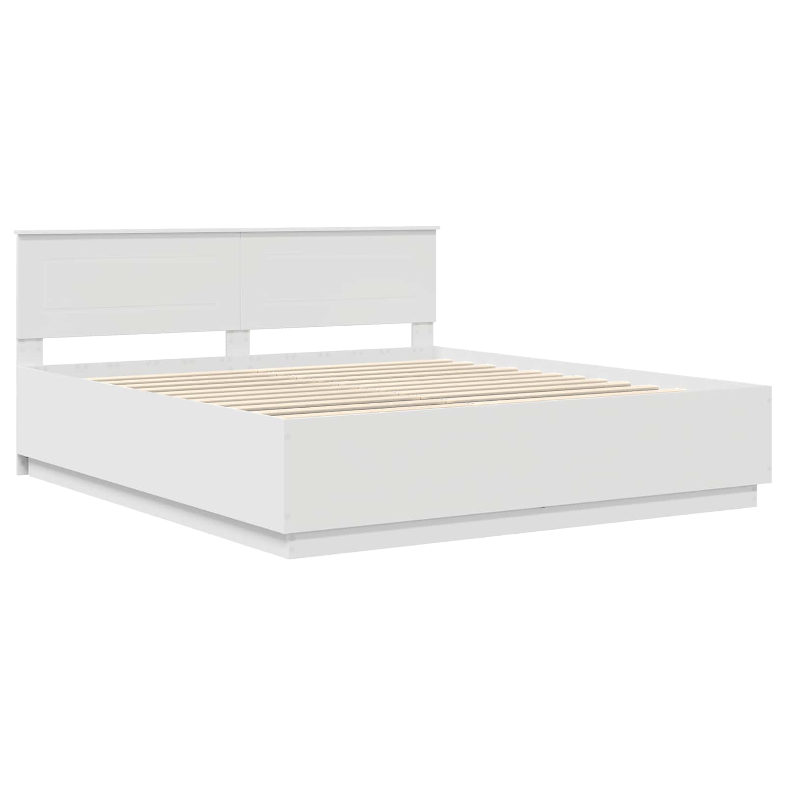 Bedframe met LED-striplichten Wit 200 x 200 cm Bewerkt hout is nu te koop bij PeponiXL, paradijselijk wonen!