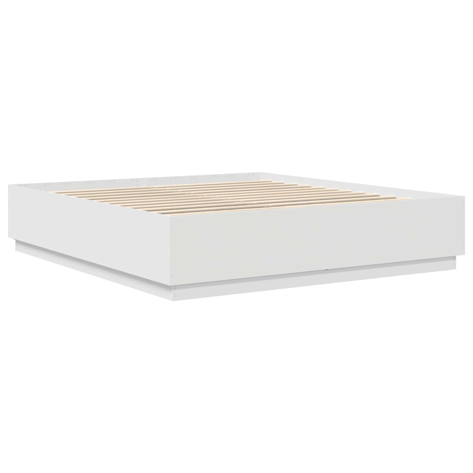 Bedframe met LED-striplichten Wit 200 x 200 cm Bewerkt hout is nu te koop bij PeponiXL, paradijselijk wonen!