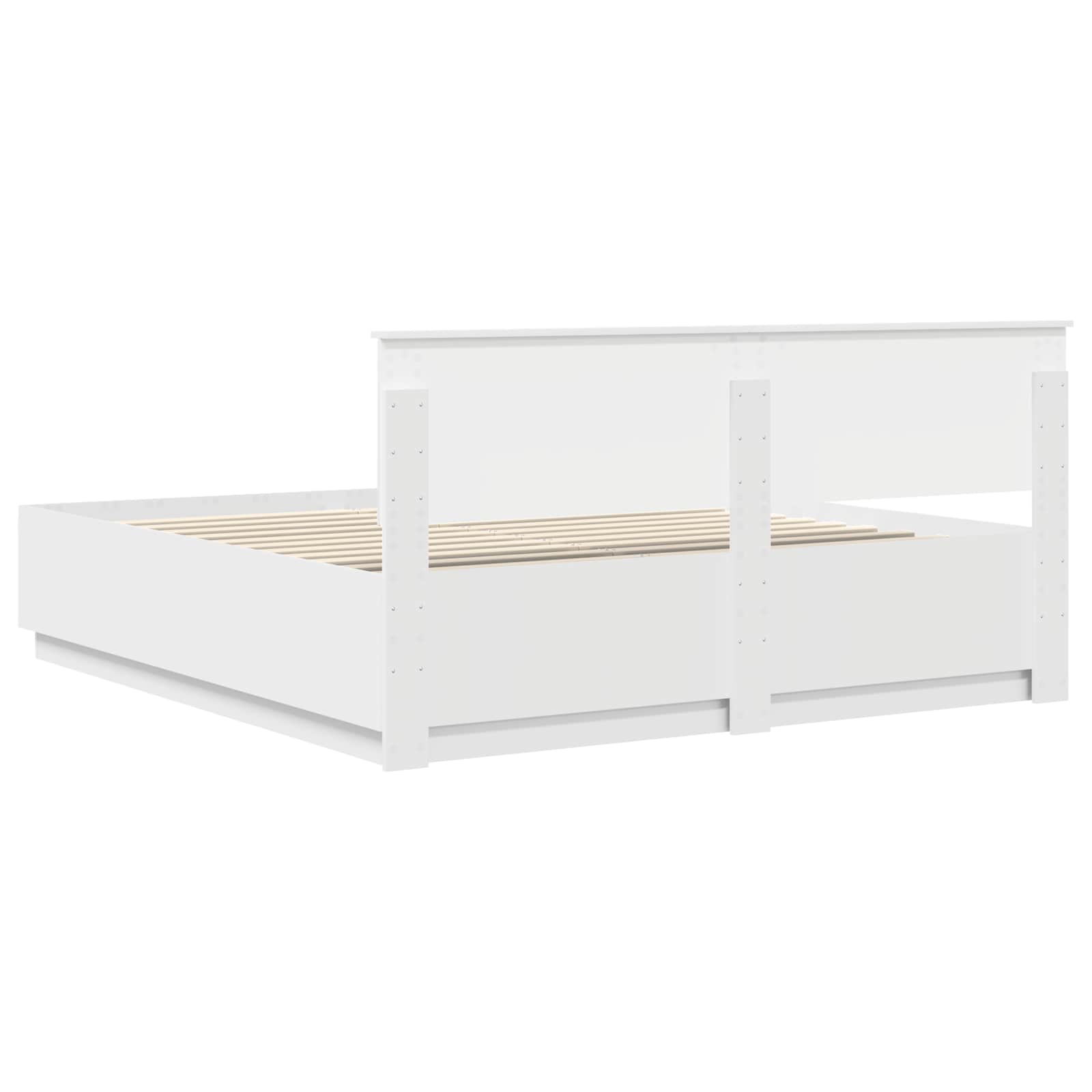 Bedframe met LED-striplichten Wit 200 x 200 cm Bewerkt hout is nu te koop bij PeponiXL, paradijselijk wonen!