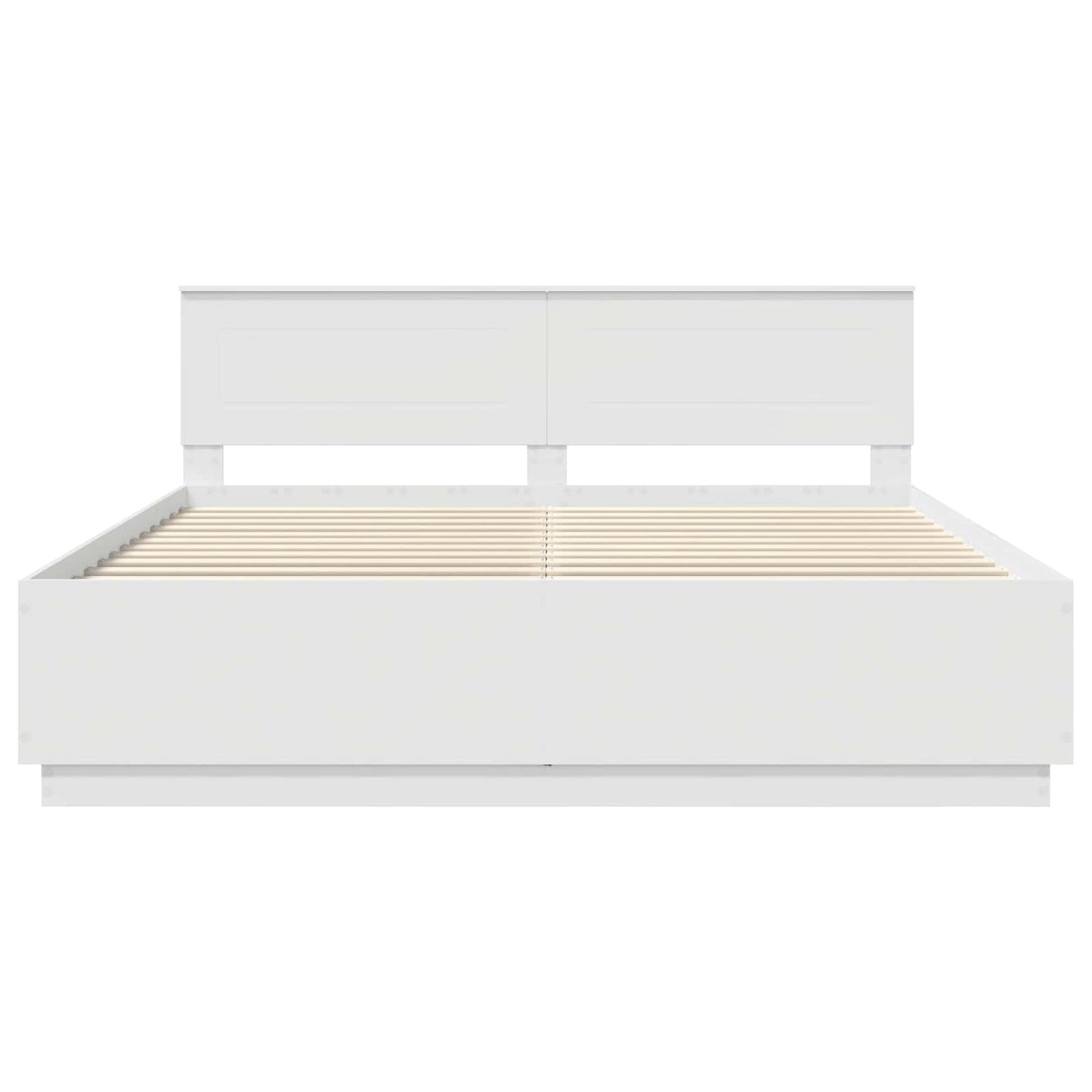 Bedframe met LED-striplichten Wit 200 x 200 cm Bewerkt hout is nu te koop bij PeponiXL, paradijselijk wonen!