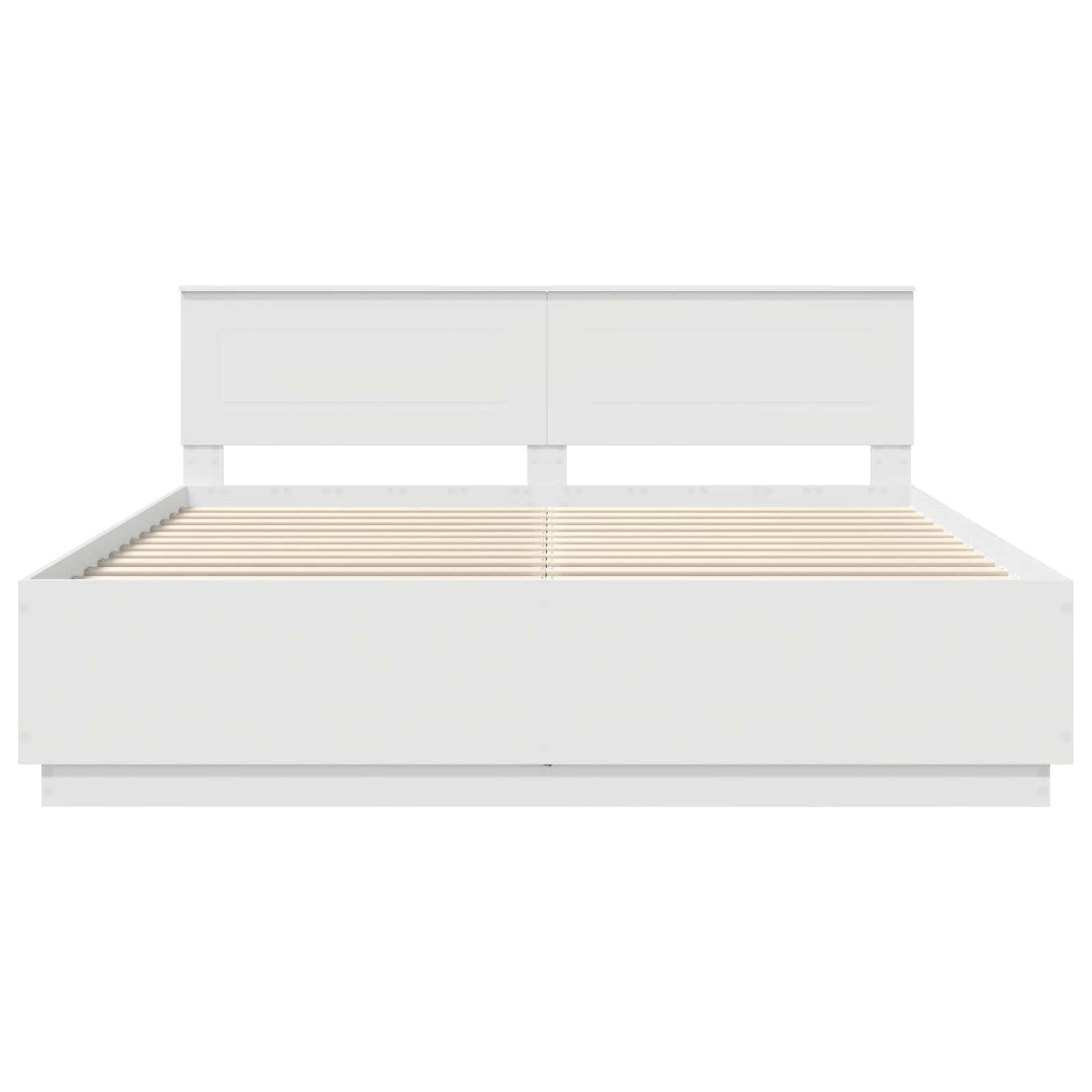 Bedframe met LED-striplichten Wit 200 x 200 cm Bewerkt hout is nu te koop bij PeponiXL, paradijselijk wonen!