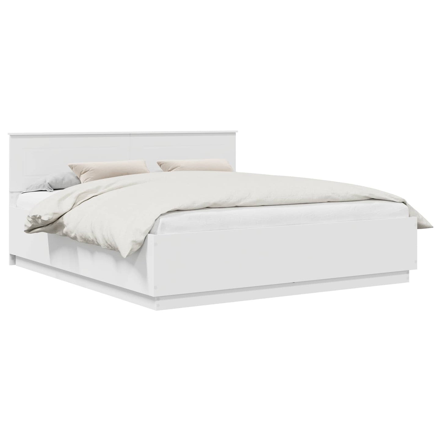 Bedframe met LED-striplichten Wit 200 x 200 cm Bewerkt hout is nu te koop bij PeponiXL, paradijselijk wonen!
