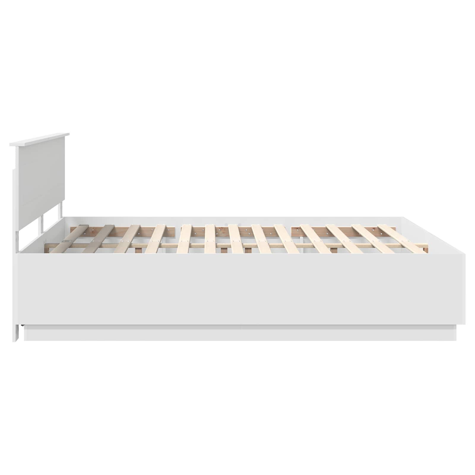 Bedframe met LED-striplichten Wit 200 x 200 cm Bewerkt hout is nu te koop bij PeponiXL, paradijselijk wonen!