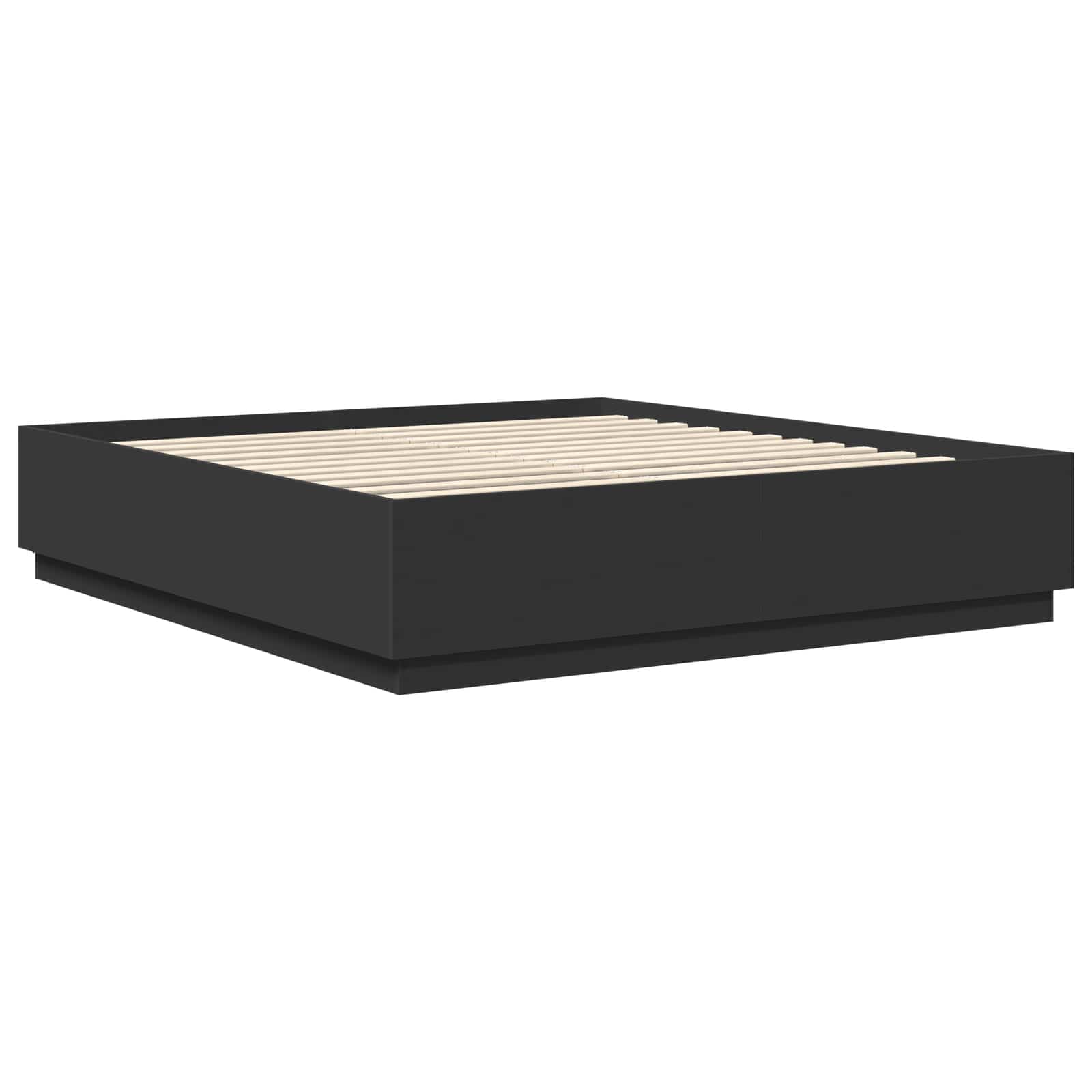 Bedframe met LED-striplichten Zwart 200 x 200 cm Bewerkt hout is nu te koop bij PeponiXL, paradijselijk wonen!