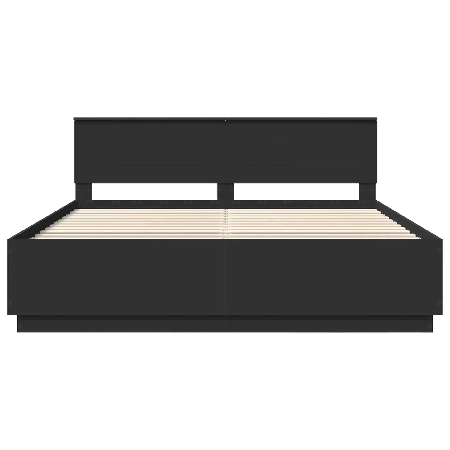 Bedframe met LED-striplichten Zwart 200 x 200 cm Bewerkt hout is nu te koop bij PeponiXL, paradijselijk wonen!