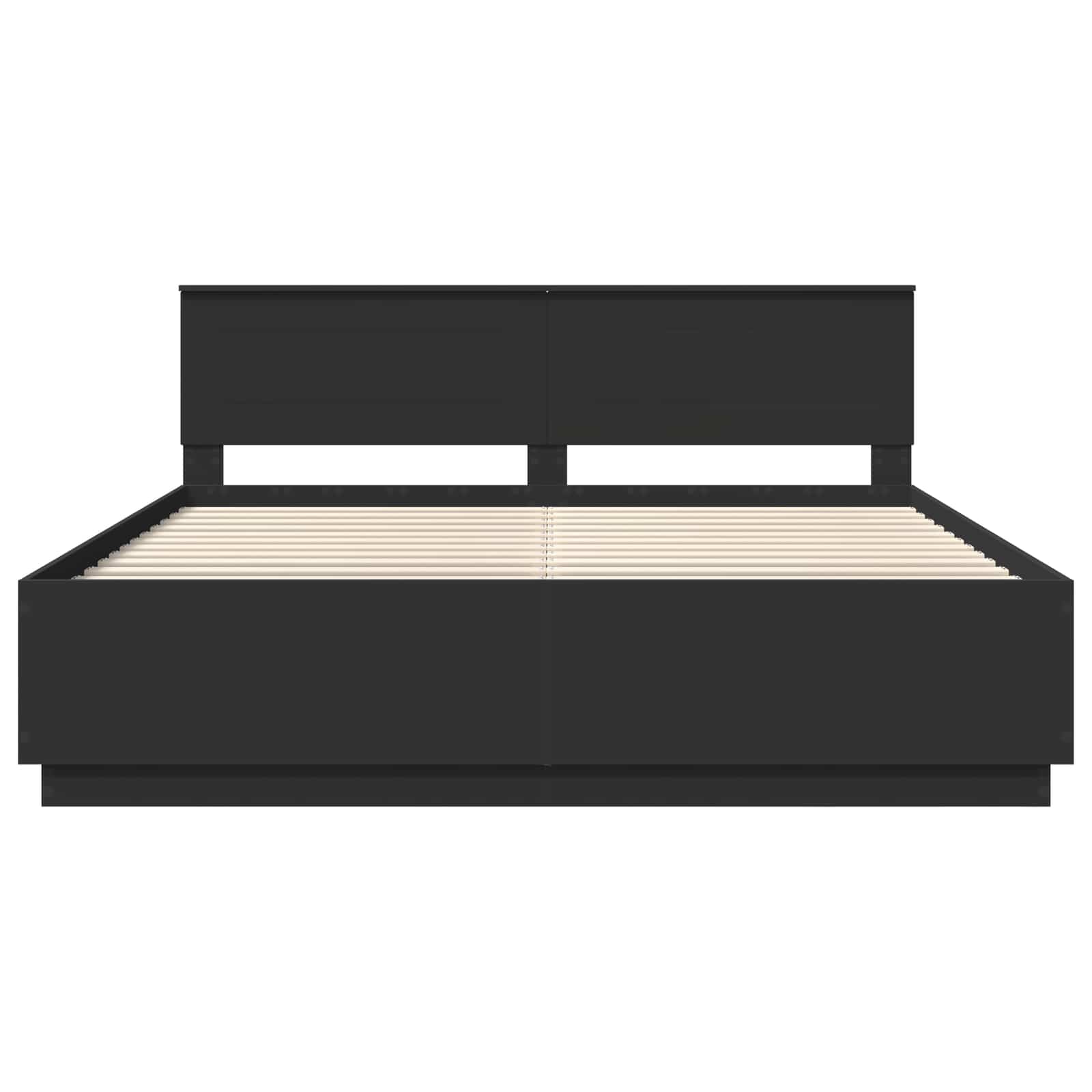Bedframe met LED-striplichten Zwart 200 x 200 cm Bewerkt hout is nu te koop bij PeponiXL, paradijselijk wonen!