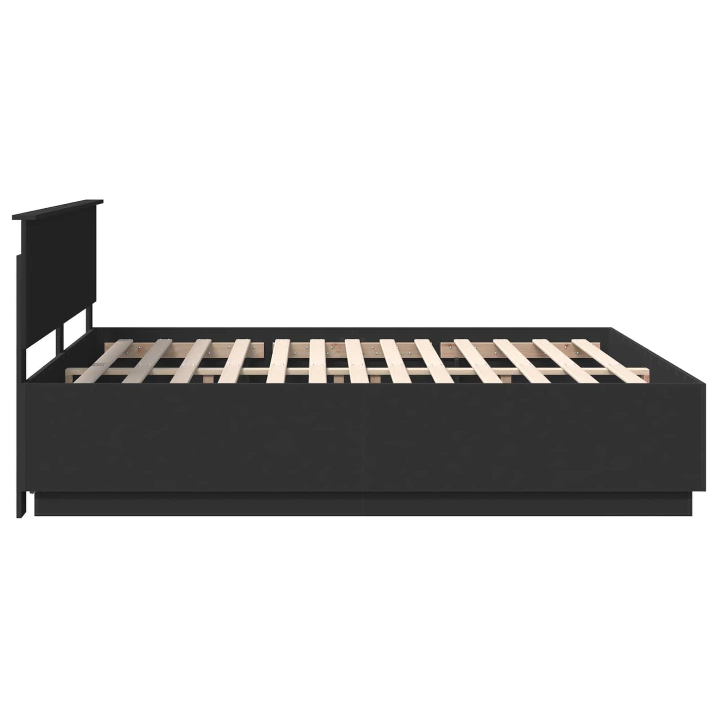 Bedframe met LED-striplichten Zwart 200 x 200 cm Bewerkt hout is nu te koop bij PeponiXL, paradijselijk wonen!