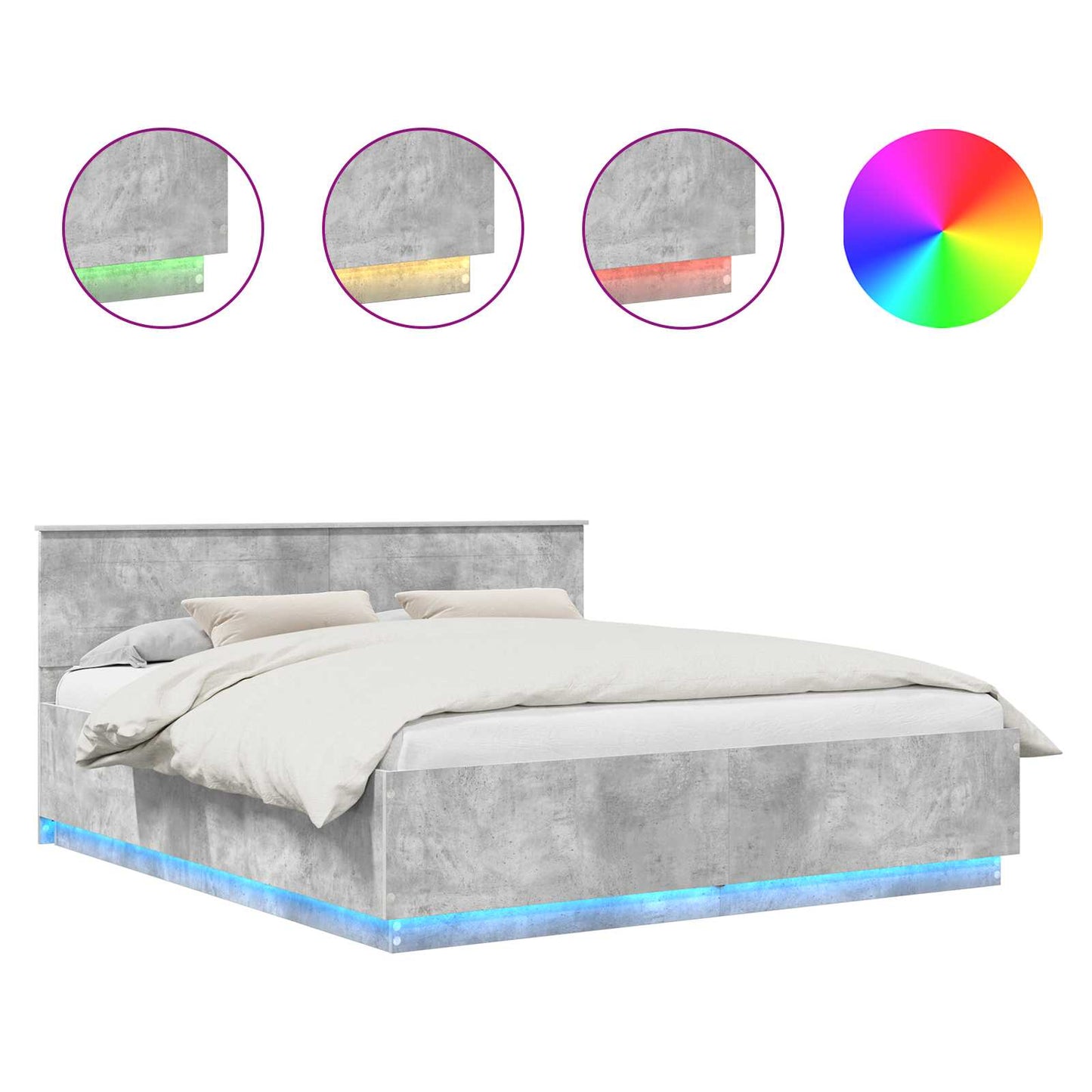 Bedframe met hoofdeinde Beton Grijs 200 x 200 cm Bewerkt hout is nu te koop bij PeponiXL, paradijselijk wonen!