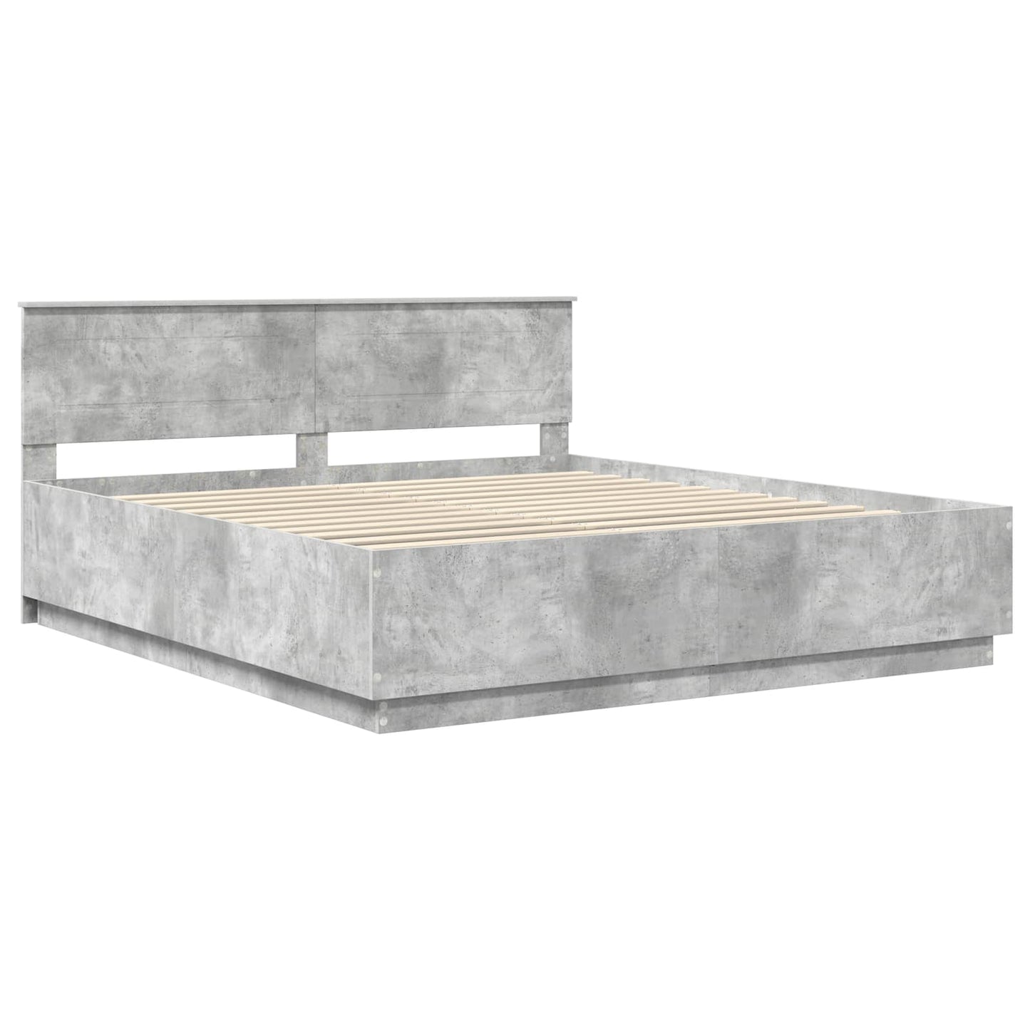 Bedframe met hoofdeinde Beton Grijs 200 x 200 cm Bewerkt hout is nu te koop bij PeponiXL, paradijselijk wonen!