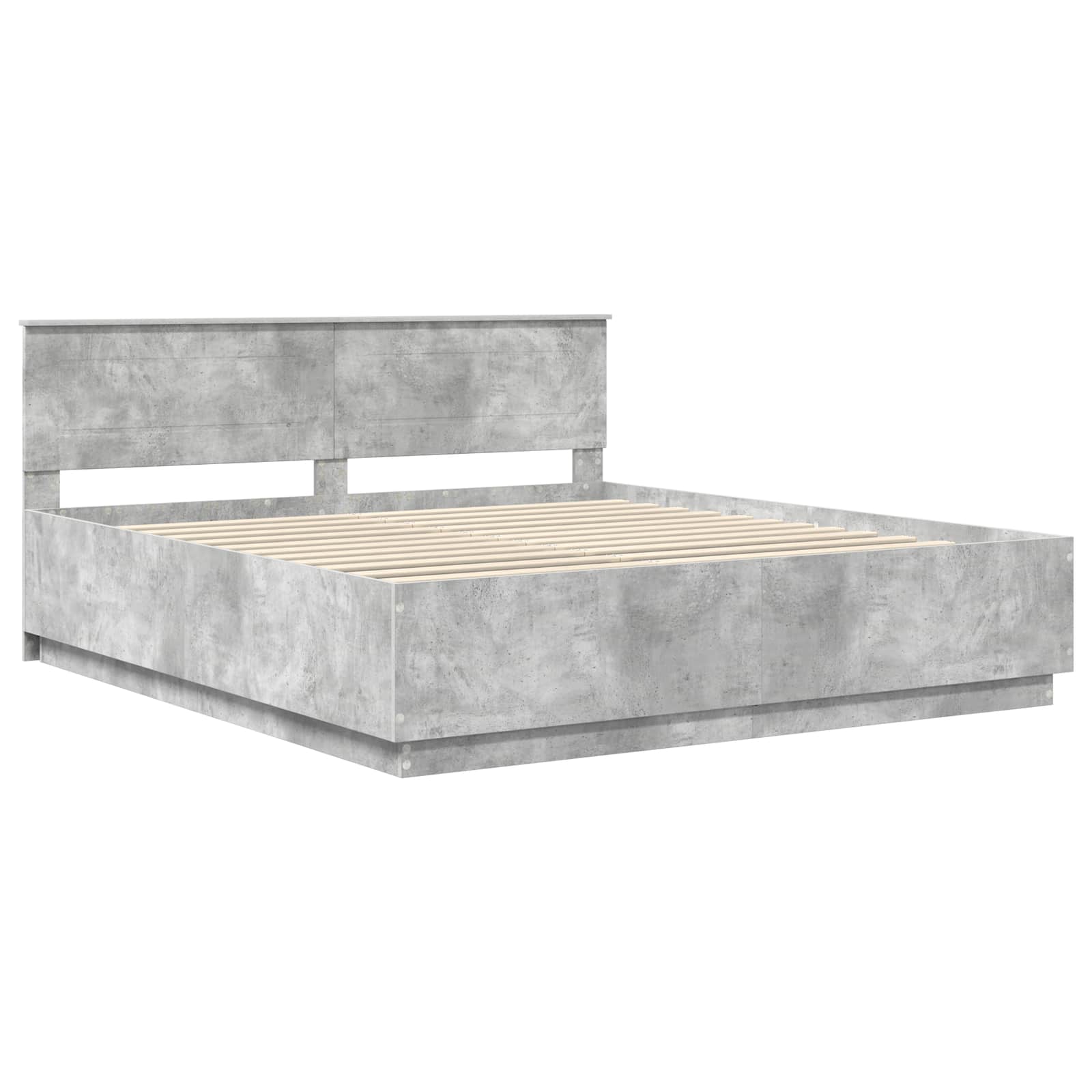 Bedframe met hoofdeinde Beton Grijs 200 x 200 cm Bewerkt hout is nu te koop bij PeponiXL, paradijselijk wonen!