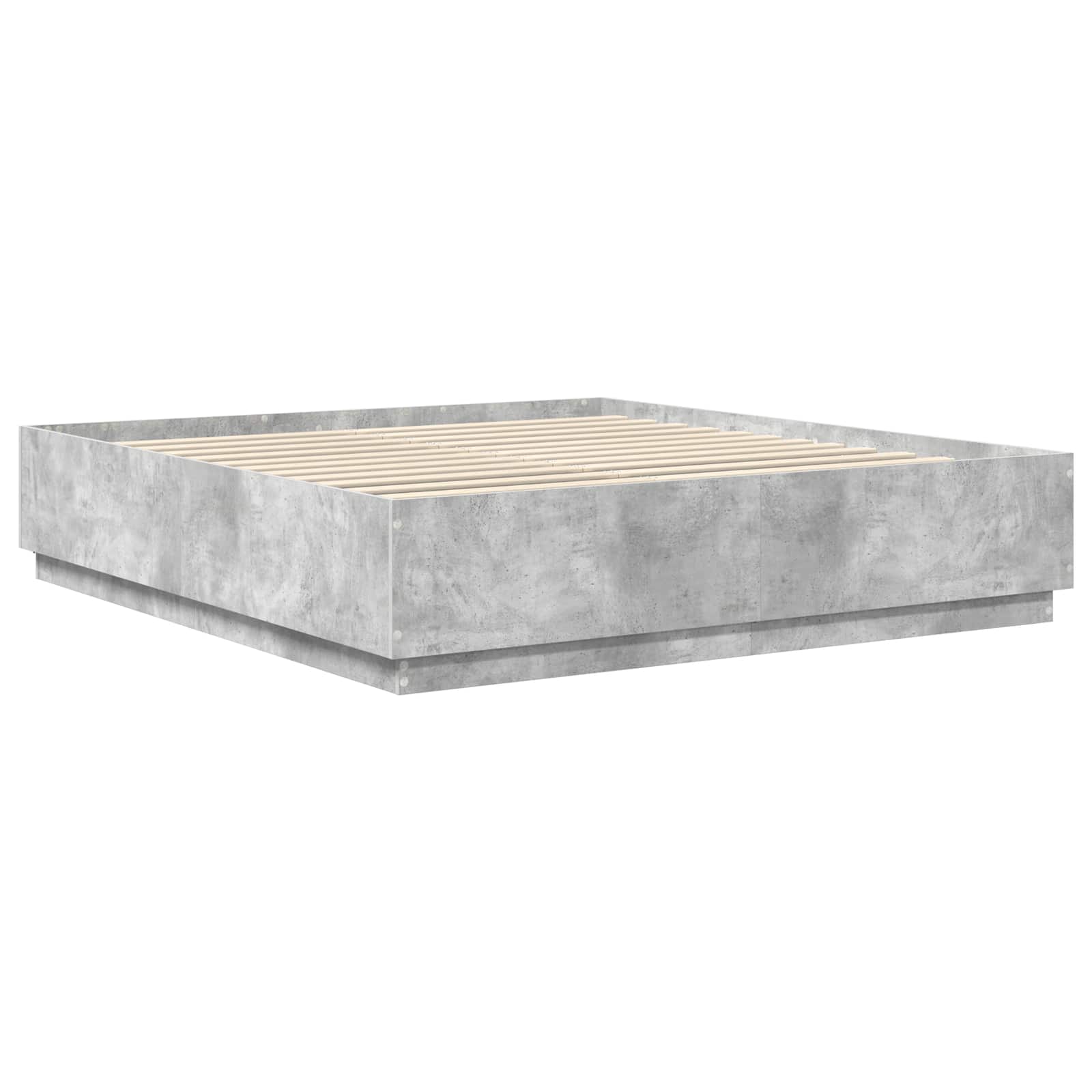 Bedframe met hoofdeinde Beton Grijs 200 x 200 cm Bewerkt hout is nu te koop bij PeponiXL, paradijselijk wonen!