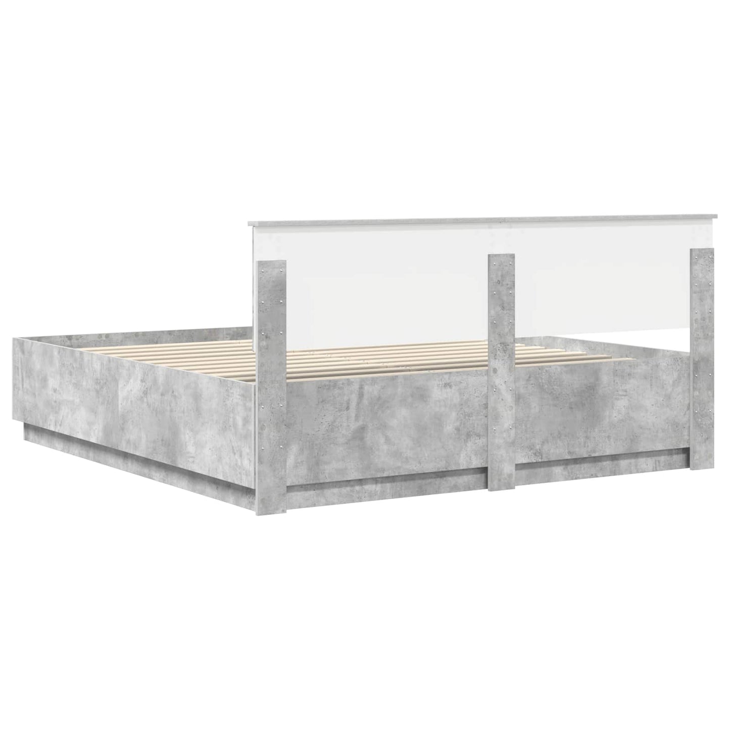 Bedframe met hoofdeinde Beton Grijs 200 x 200 cm Bewerkt hout is nu te koop bij PeponiXL, paradijselijk wonen!