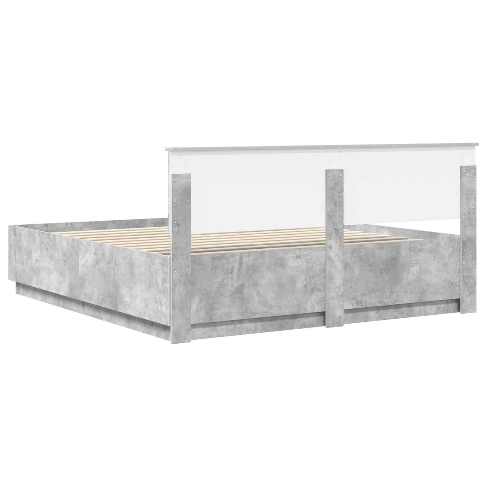 Bedframe met hoofdeinde Beton Grijs 200 x 200 cm Bewerkt hout is nu te koop bij PeponiXL, paradijselijk wonen!