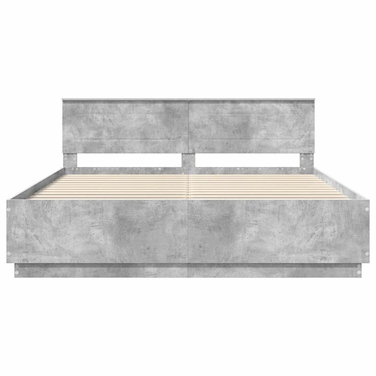 Bedframe met hoofdeinde Beton Grijs 200 x 200 cm Bewerkt hout is nu te koop bij PeponiXL, paradijselijk wonen!