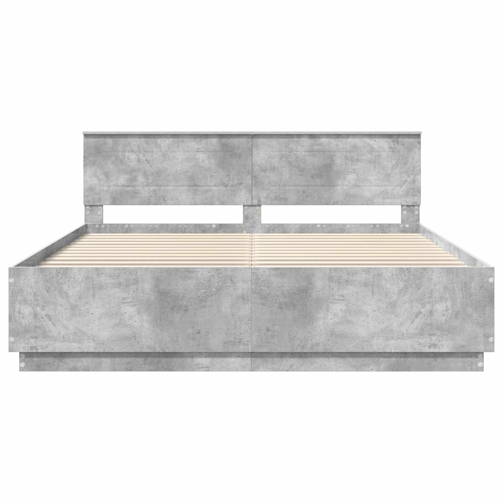 Bedframe met hoofdeinde Beton Grijs 200 x 200 cm Bewerkt hout is nu te koop bij PeponiXL, paradijselijk wonen!