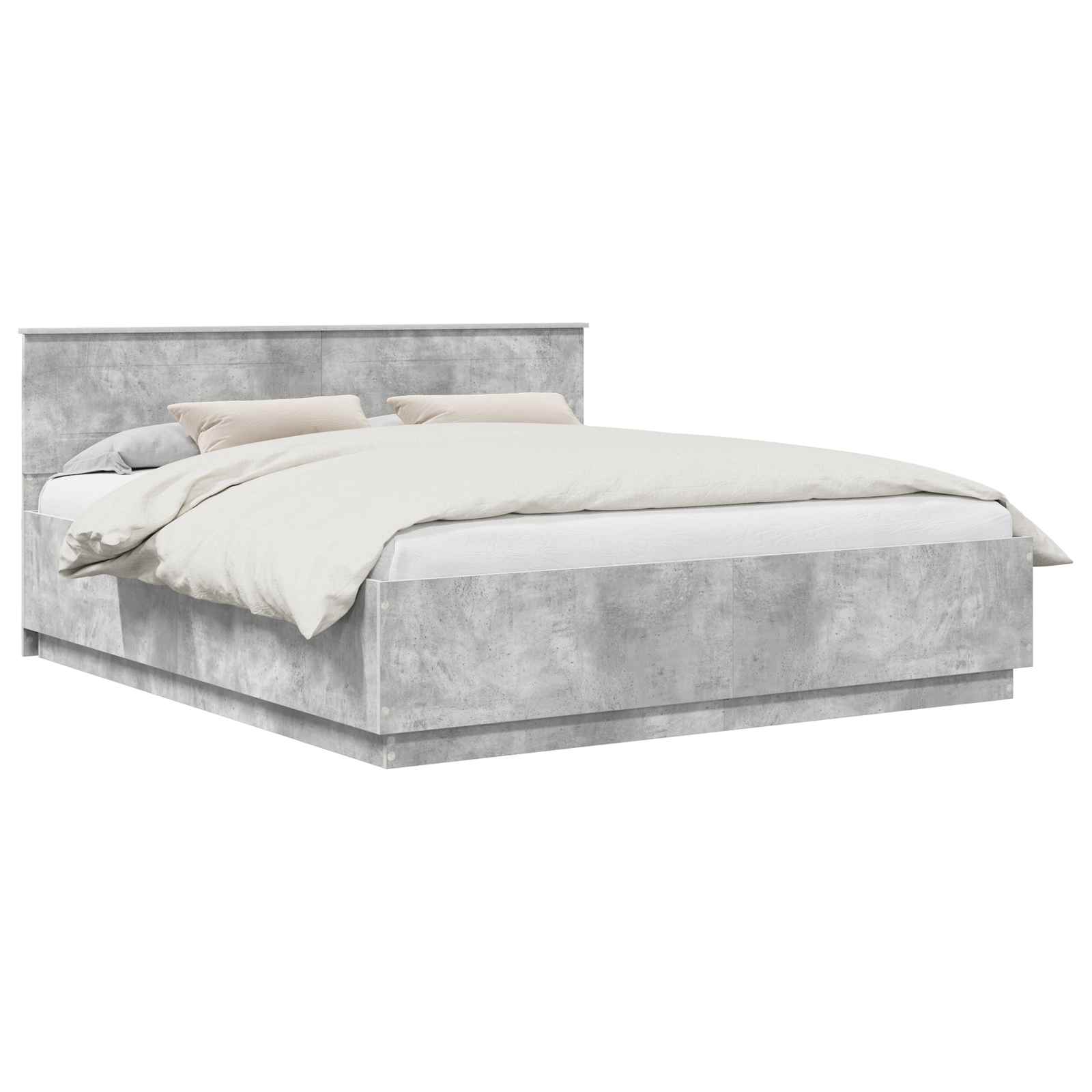 Bedframe met hoofdeinde Beton Grijs 200 x 200 cm Bewerkt hout is nu te koop bij PeponiXL, paradijselijk wonen!