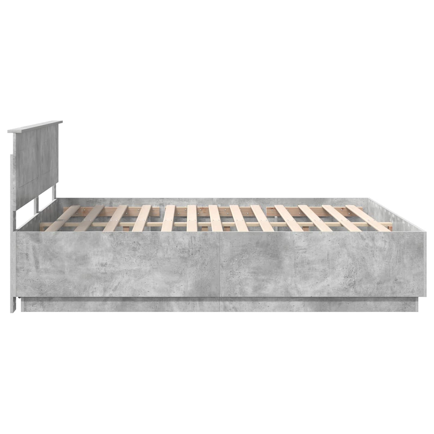 Bedframe met hoofdeinde Beton Grijs 200 x 200 cm Bewerkt hout is nu te koop bij PeponiXL, paradijselijk wonen!