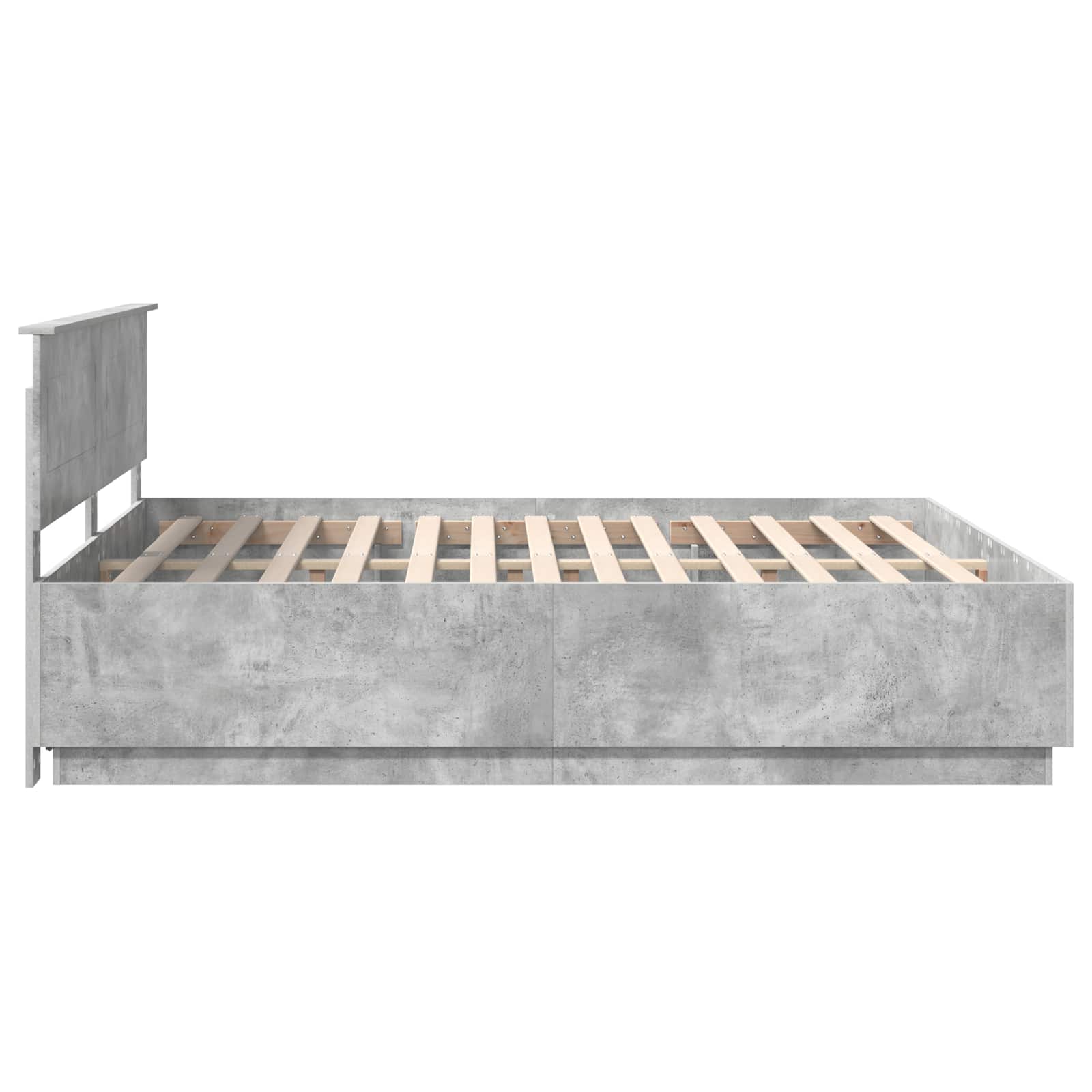 Bedframe met hoofdeinde Beton Grijs 200 x 200 cm Bewerkt hout is nu te koop bij PeponiXL, paradijselijk wonen!