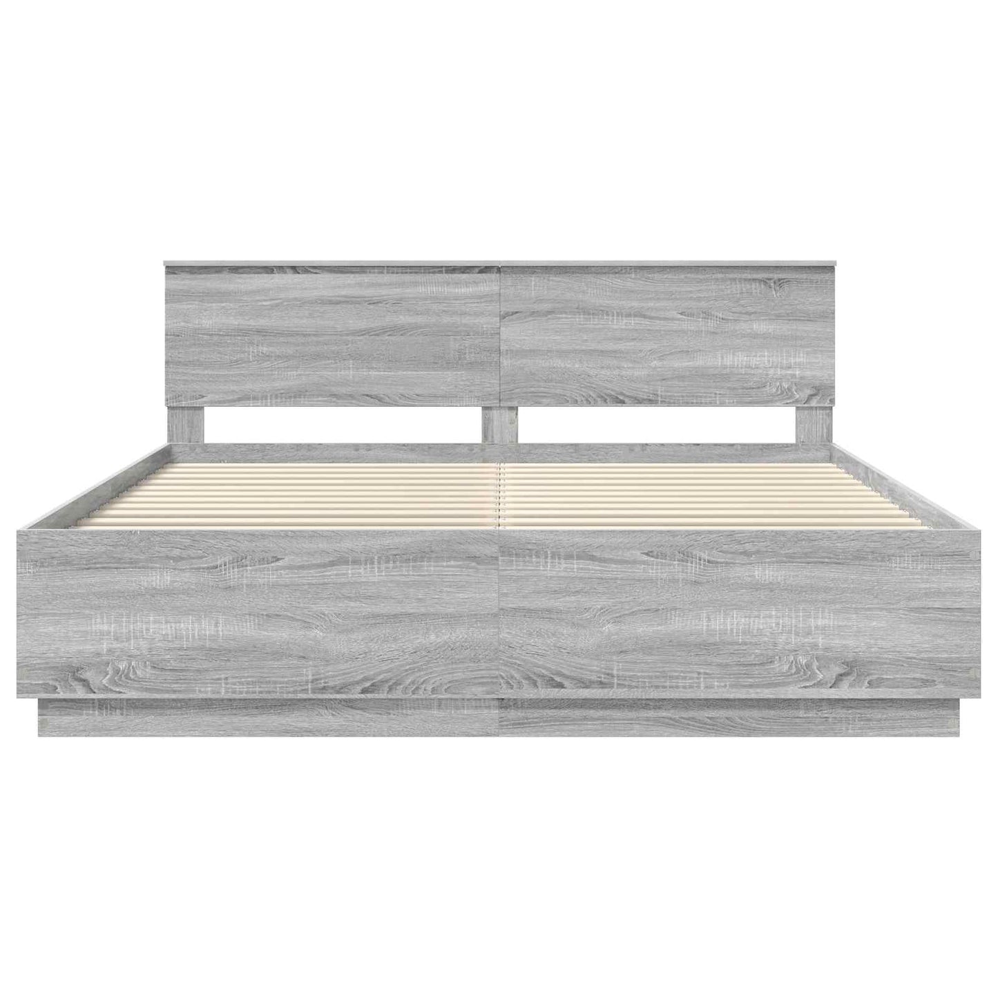 Bedframe met hoofdeinde Grijs Sonoma 200 x 200 cm Bewerkt hout is nu te koop bij PeponiXL, paradijselijk wonen!