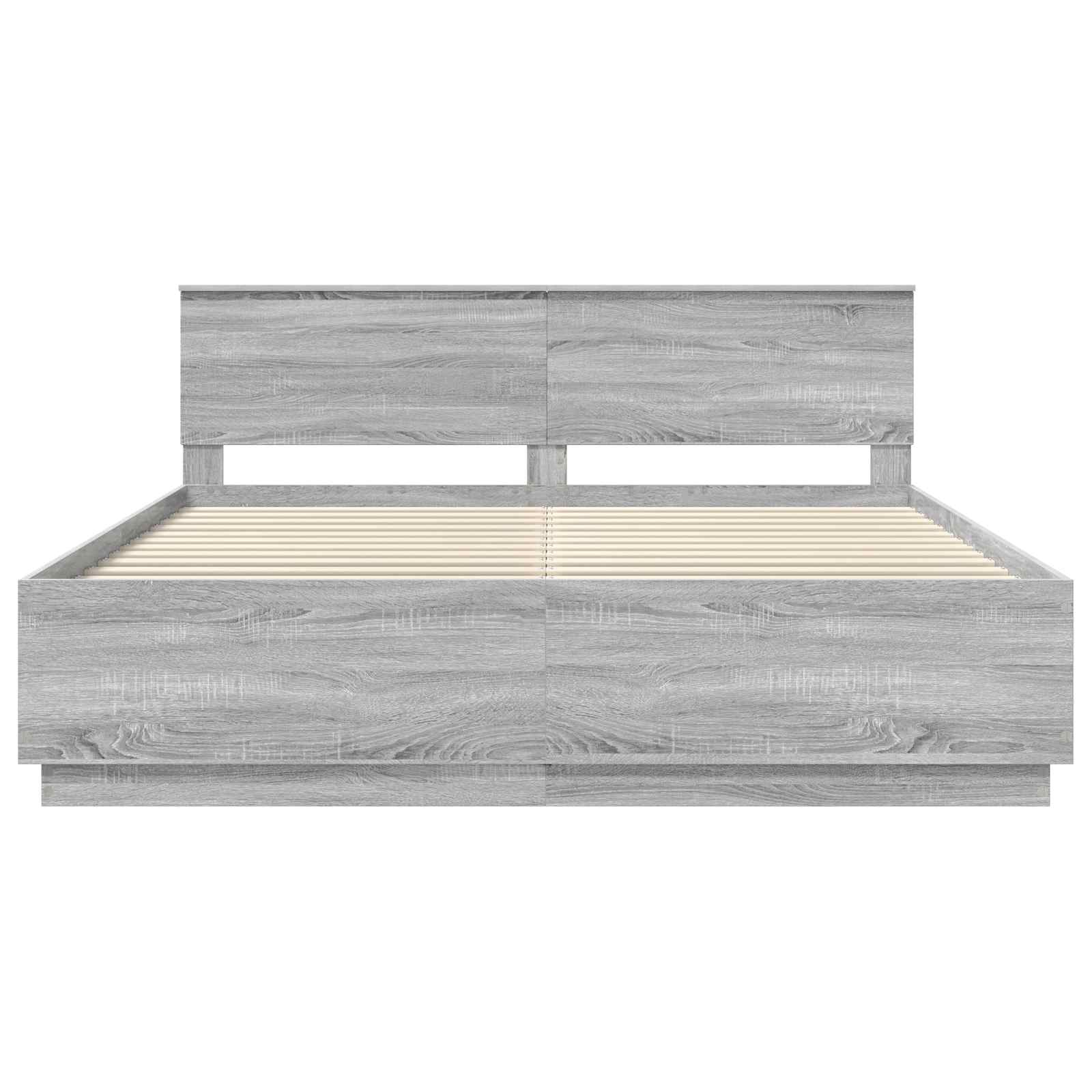 Bedframe met hoofdeinde Grijs Sonoma 200 x 200 cm Bewerkt hout is nu te koop bij PeponiXL, paradijselijk wonen!
