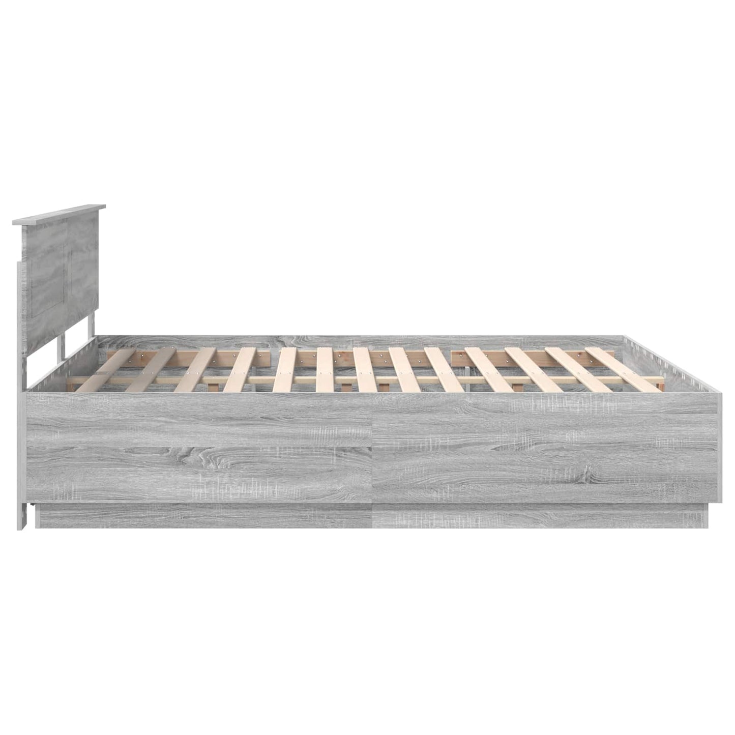 Bedframe met hoofdeinde Grijs Sonoma 200 x 200 cm Bewerkt hout is nu te koop bij PeponiXL, paradijselijk wonen!