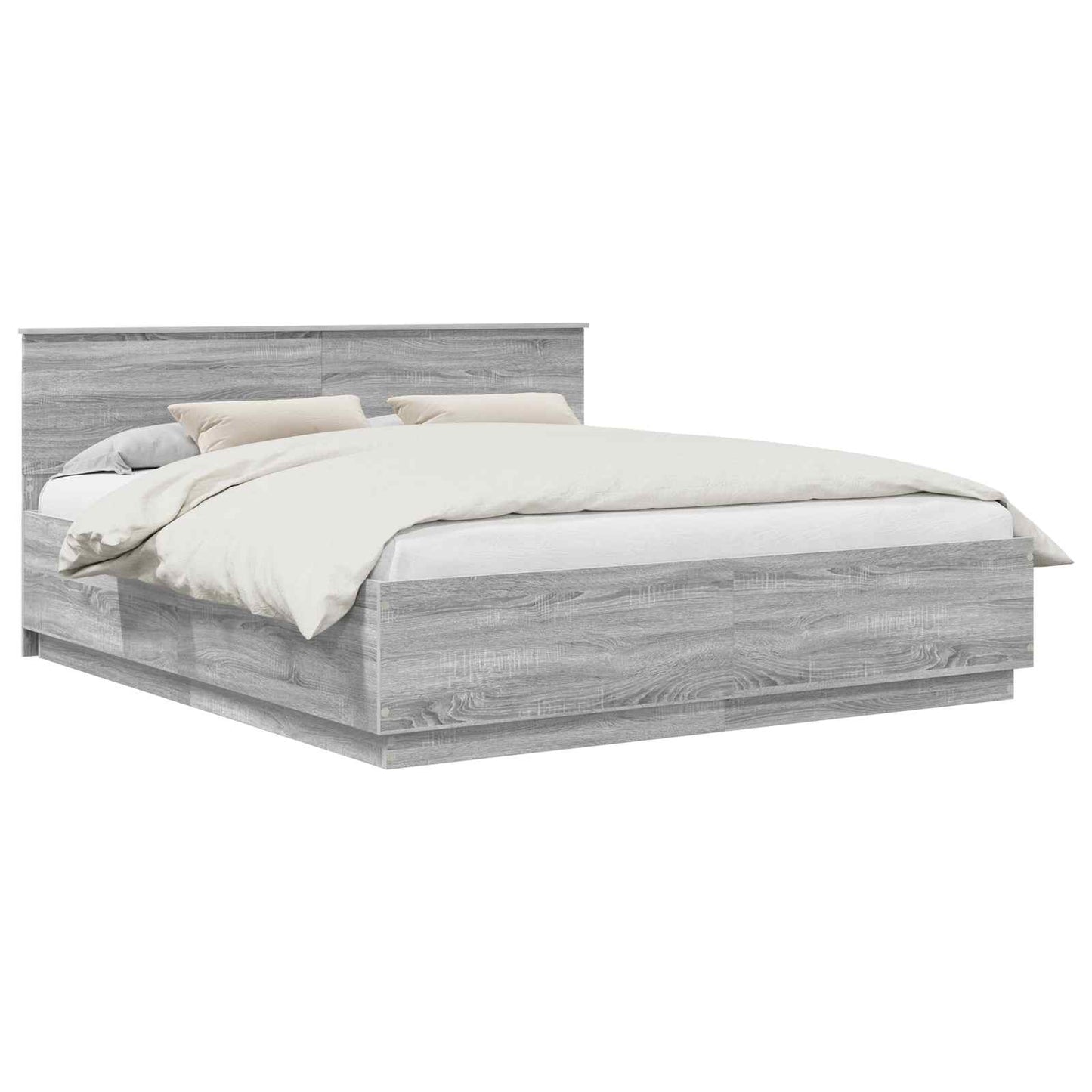 Bedframe met hoofdeinde Grijs Sonoma 180 x 200 cm Bewerkt hout is nu te koop bij PeponiXL, paradijselijk wonen!