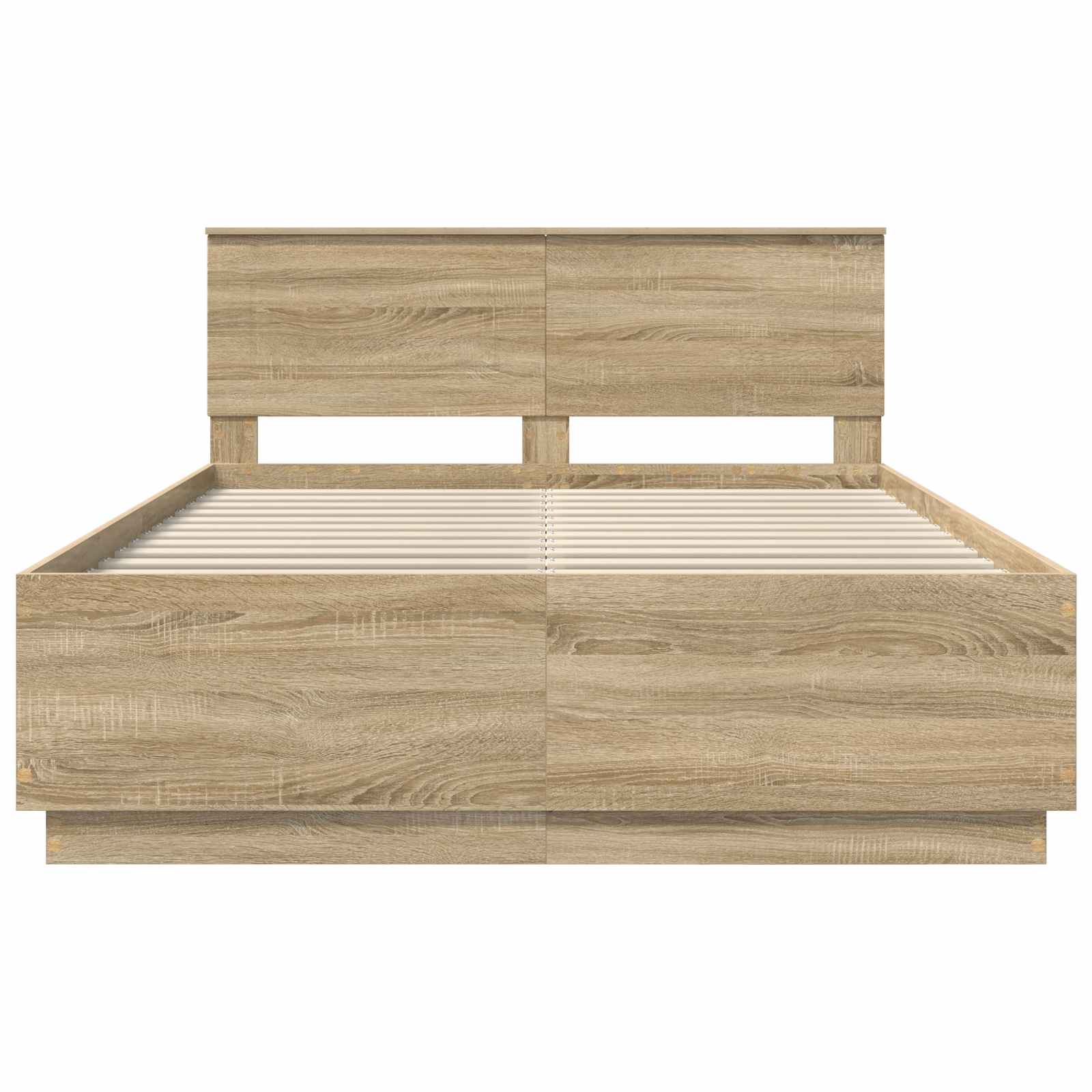 Bedframe met hoofdeinde Sonoma Eiken 160 x 200 cm Bewerkt hout is nu te koop bij PeponiXL, paradijselijk wonen!