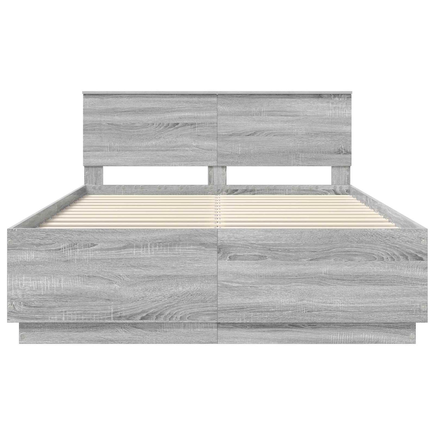 Bedframe met hoofdeinde Grijs Sonoma 160 x 200 cm Bewerkt hout is nu te koop bij PeponiXL, paradijselijk wonen!