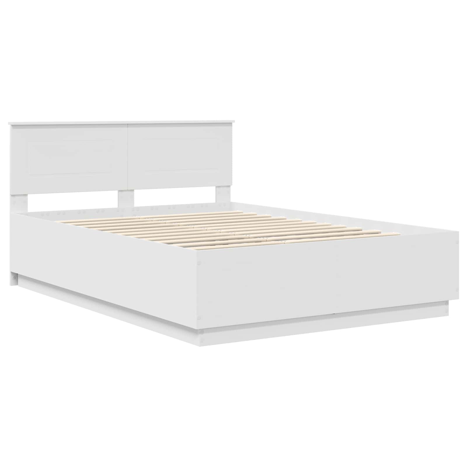 Bedframe met LED-striplichten Wit 150 x 200 cm Bewerkt hout is nu te koop bij PeponiXL, paradijselijk wonen!