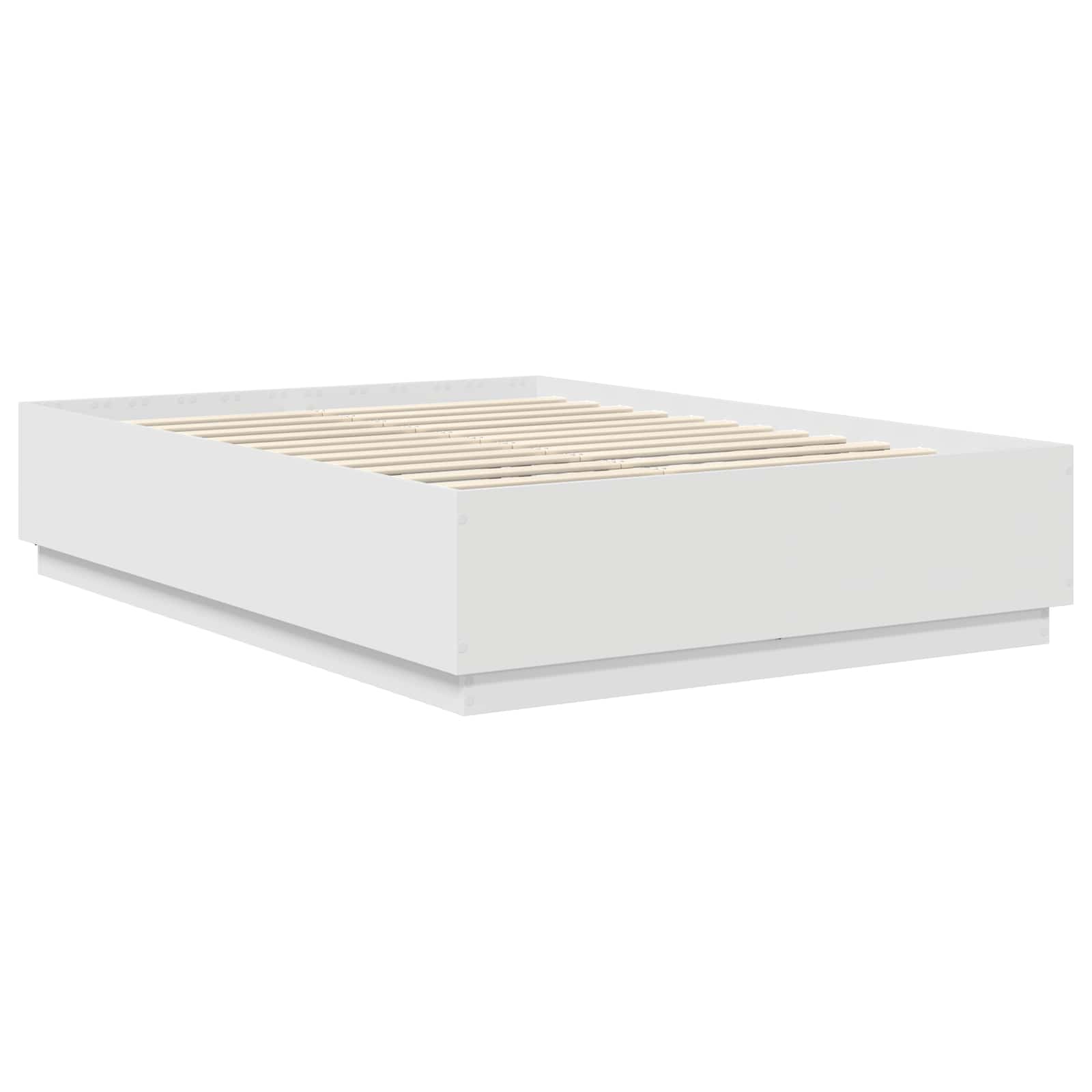 Bedframe met LED-striplichten Wit 150 x 200 cm Bewerkt hout is nu te koop bij PeponiXL, paradijselijk wonen!