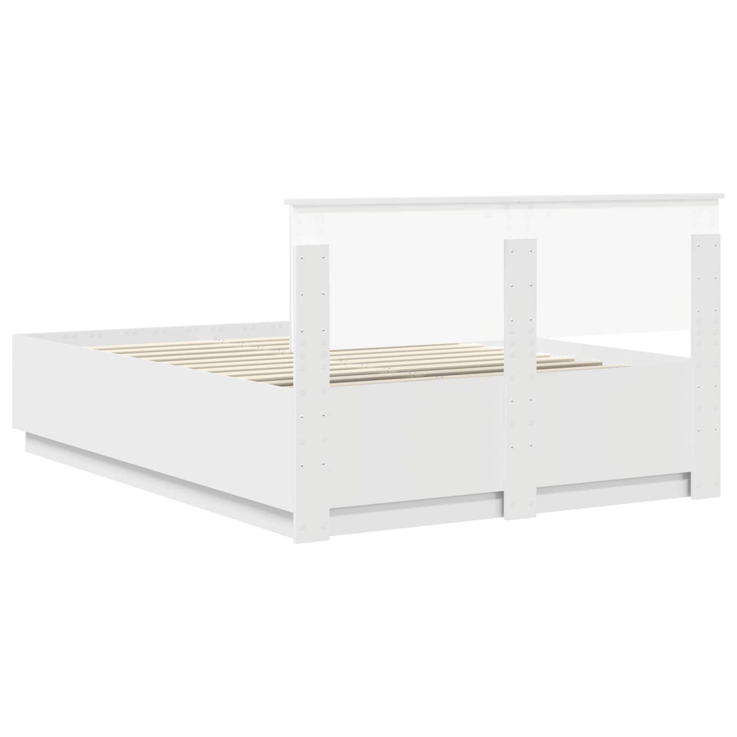Bedframe met LED-striplichten Wit 150 x 200 cm Bewerkt hout is nu te koop bij PeponiXL, paradijselijk wonen!