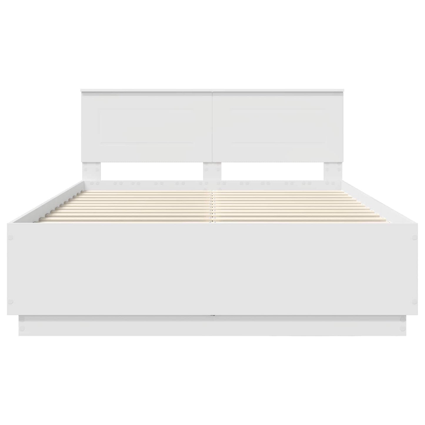 Bedframe met LED-striplichten Wit 150 x 200 cm Bewerkt hout is nu te koop bij PeponiXL, paradijselijk wonen!