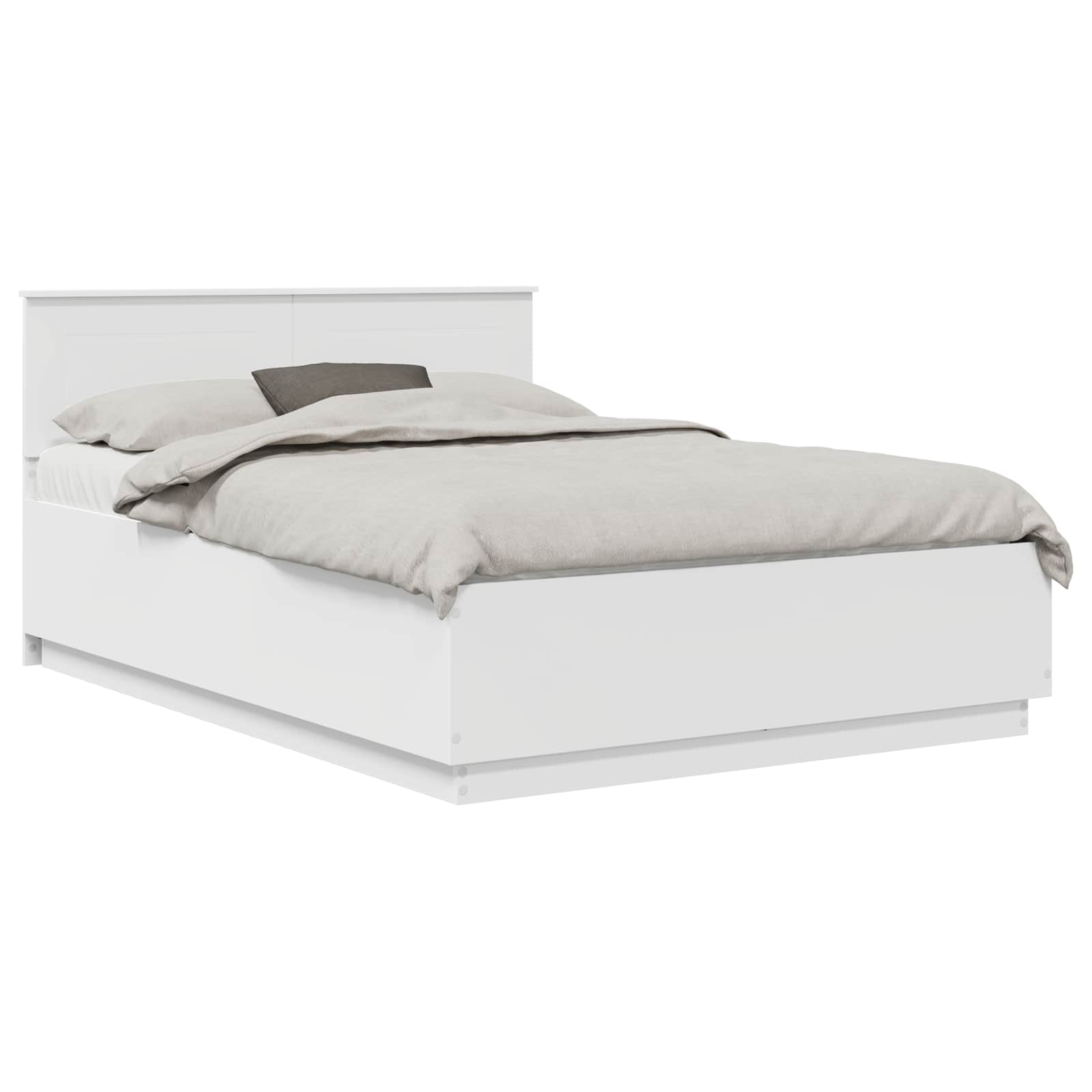 Bedframe met LED-striplichten Wit 150 x 200 cm Bewerkt hout is nu te koop bij PeponiXL, paradijselijk wonen!