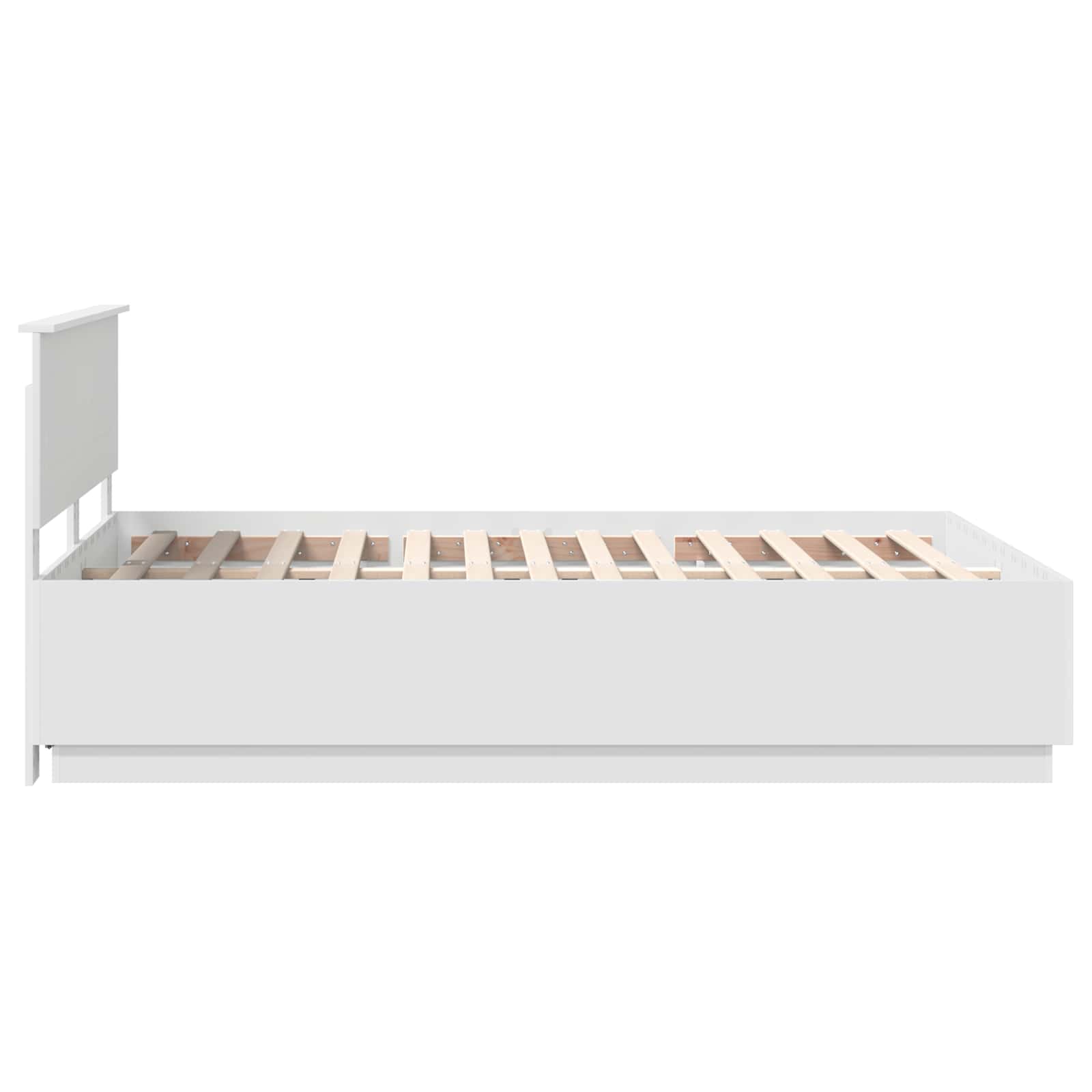 Bedframe met LED-striplichten Wit 150 x 200 cm Bewerkt hout is nu te koop bij PeponiXL, paradijselijk wonen!