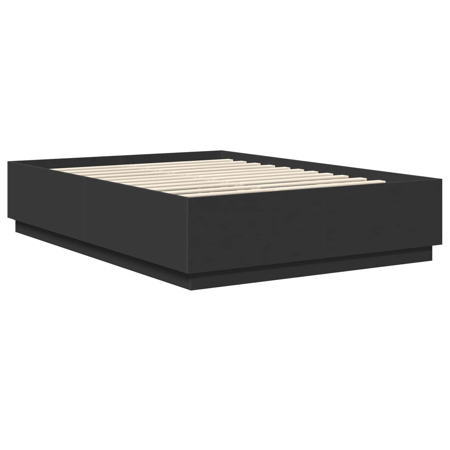 Bedframe met hoofdeinde Zwart 150 x 200 cm Bewerkt hout is nu te koop bij PeponiXL, paradijselijk wonen!