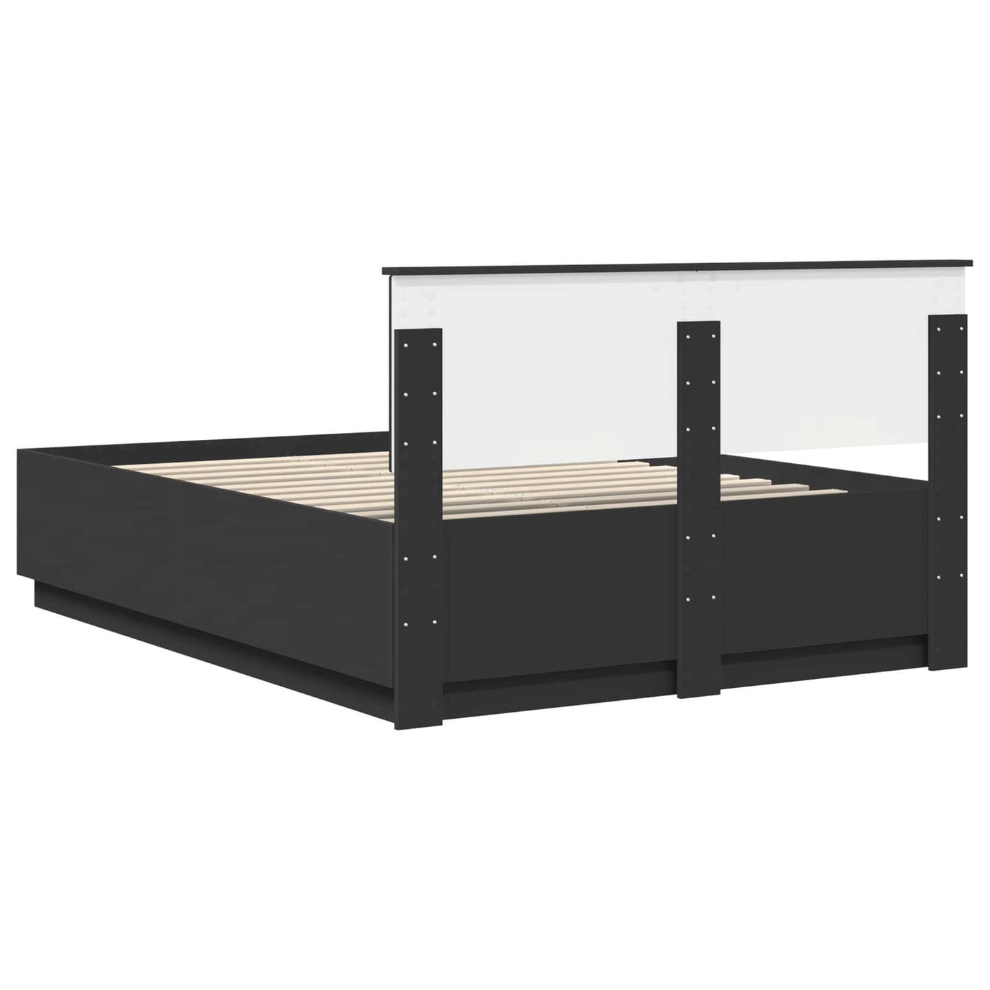 Bedframe met hoofdeinde Zwart 150 x 200 cm Bewerkt hout is nu te koop bij PeponiXL, paradijselijk wonen!