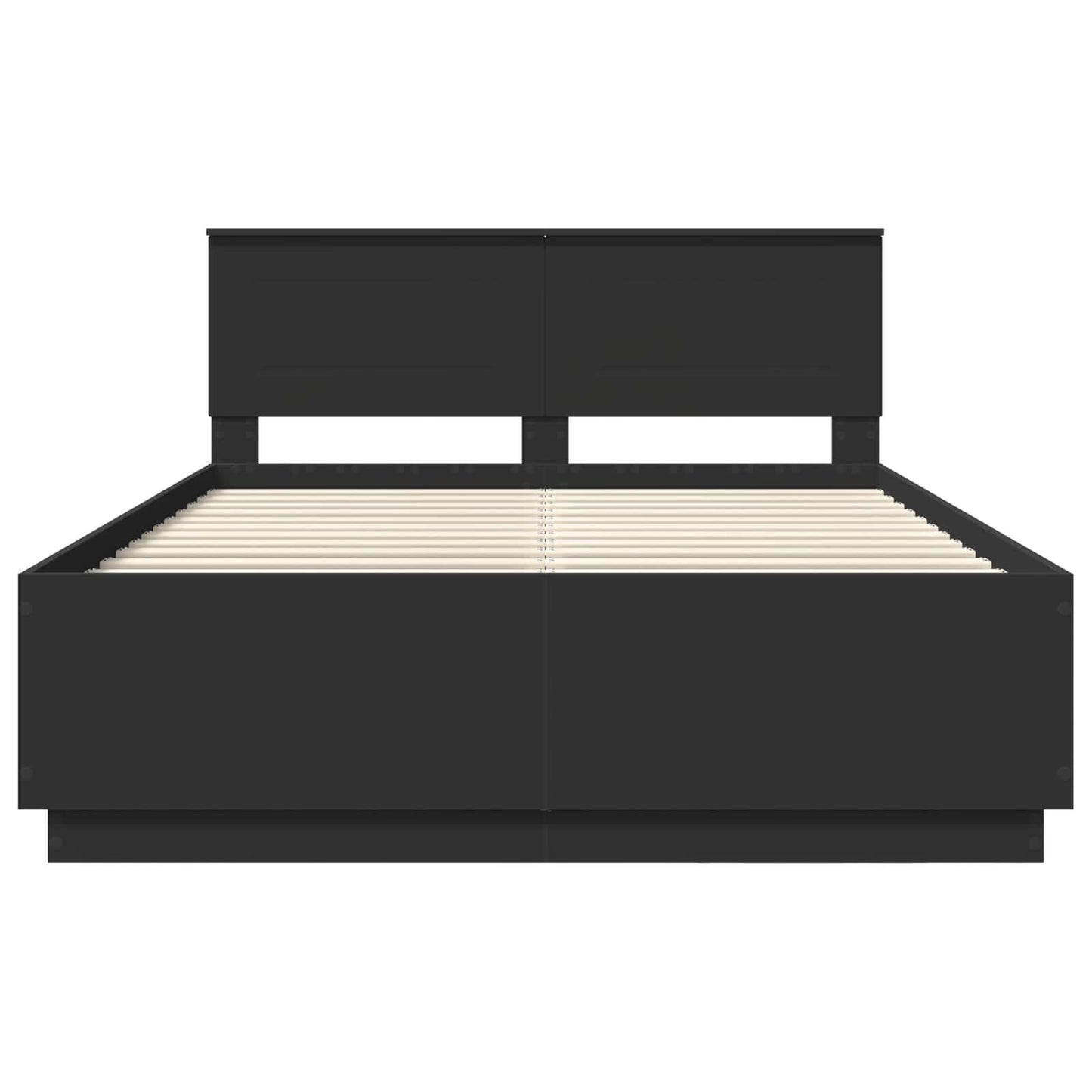 Bedframe met hoofdeinde Zwart 150 x 200 cm Bewerkt hout is nu te koop bij PeponiXL, paradijselijk wonen!