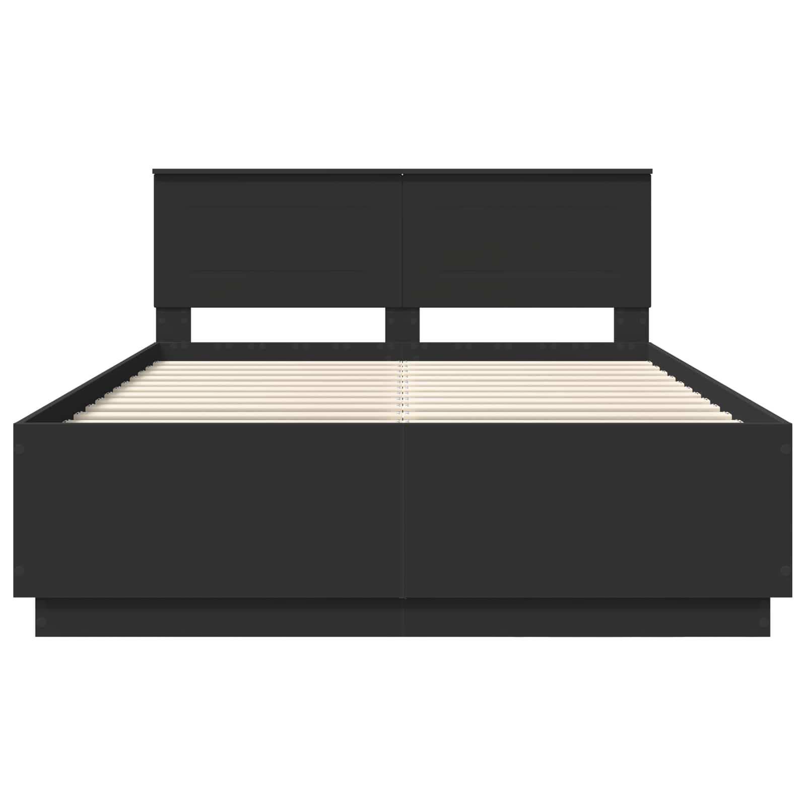 Bedframe met hoofdeinde Zwart 150 x 200 cm Bewerkt hout is nu te koop bij PeponiXL, paradijselijk wonen!
