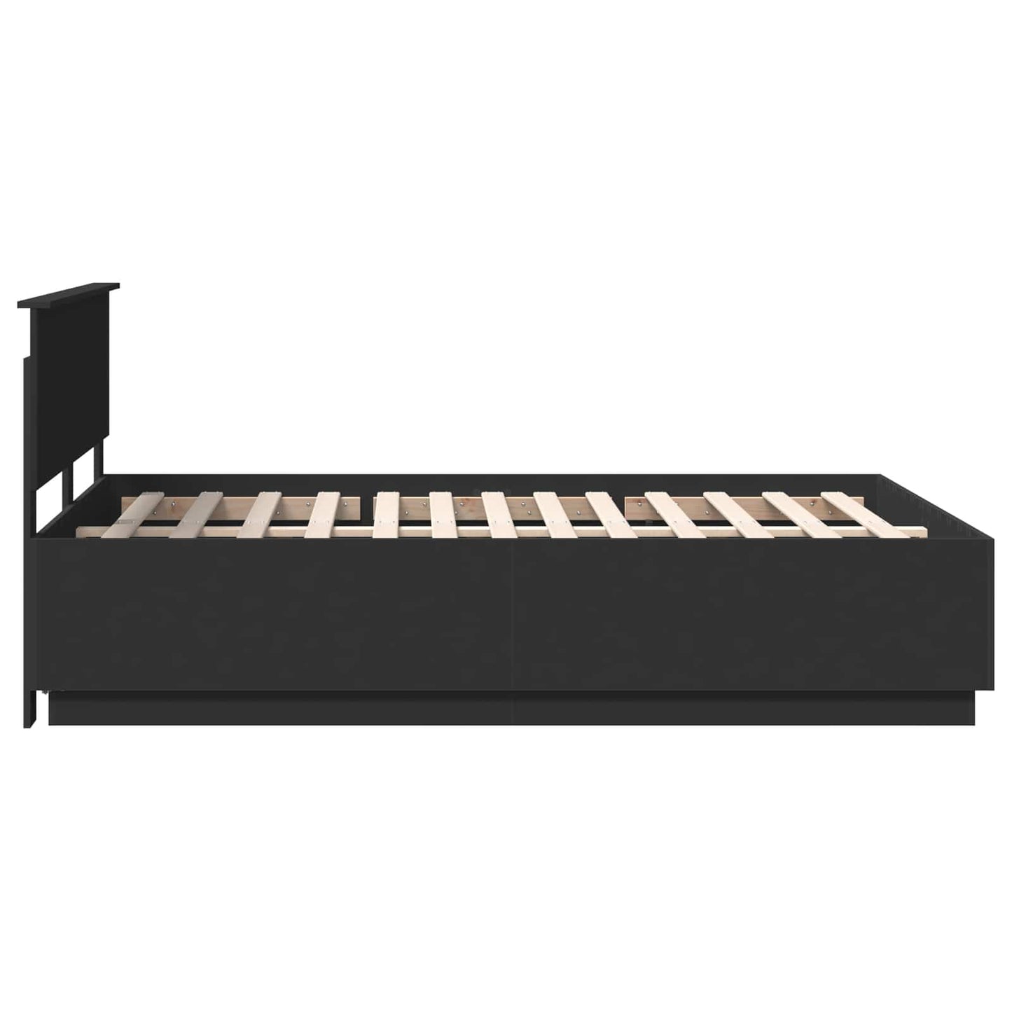Bedframe met hoofdeinde Zwart 150 x 200 cm Bewerkt hout is nu te koop bij PeponiXL, paradijselijk wonen!