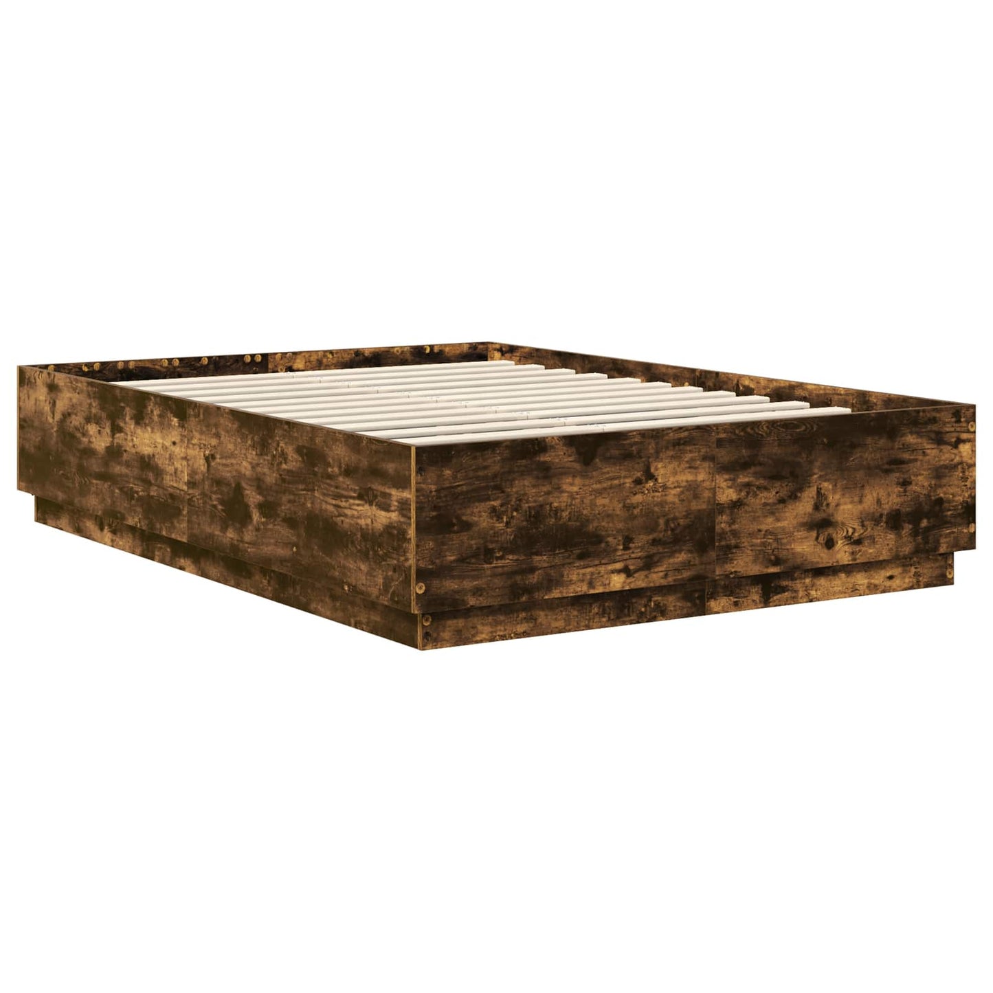 Bedframe met hoofdeinde Gerookt eiken 150 x 200 cm Bewerkt hout is nu te koop bij PeponiXL, paradijselijk wonen!