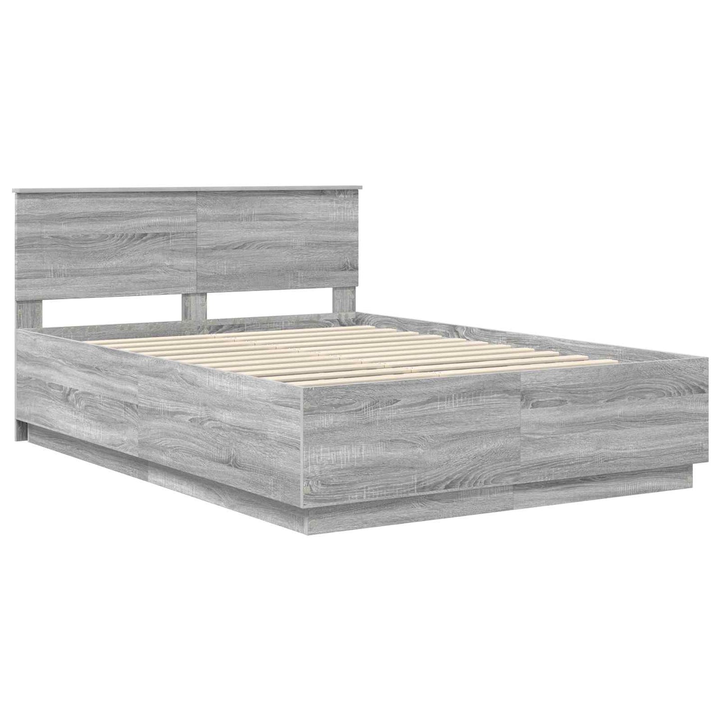 Bedframe met hoofdeinde Grijs Sonoma 150 x 200 cm Bewerkt hout is nu te koop bij PeponiXL, paradijselijk wonen!