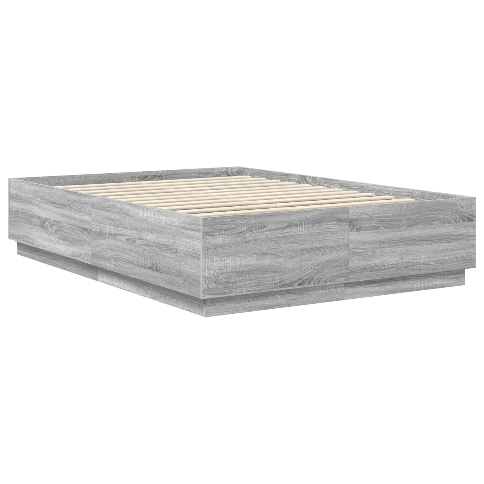 Bedframe met hoofdeinde Grijs Sonoma 150 x 200 cm Bewerkt hout is nu te koop bij PeponiXL, paradijselijk wonen!