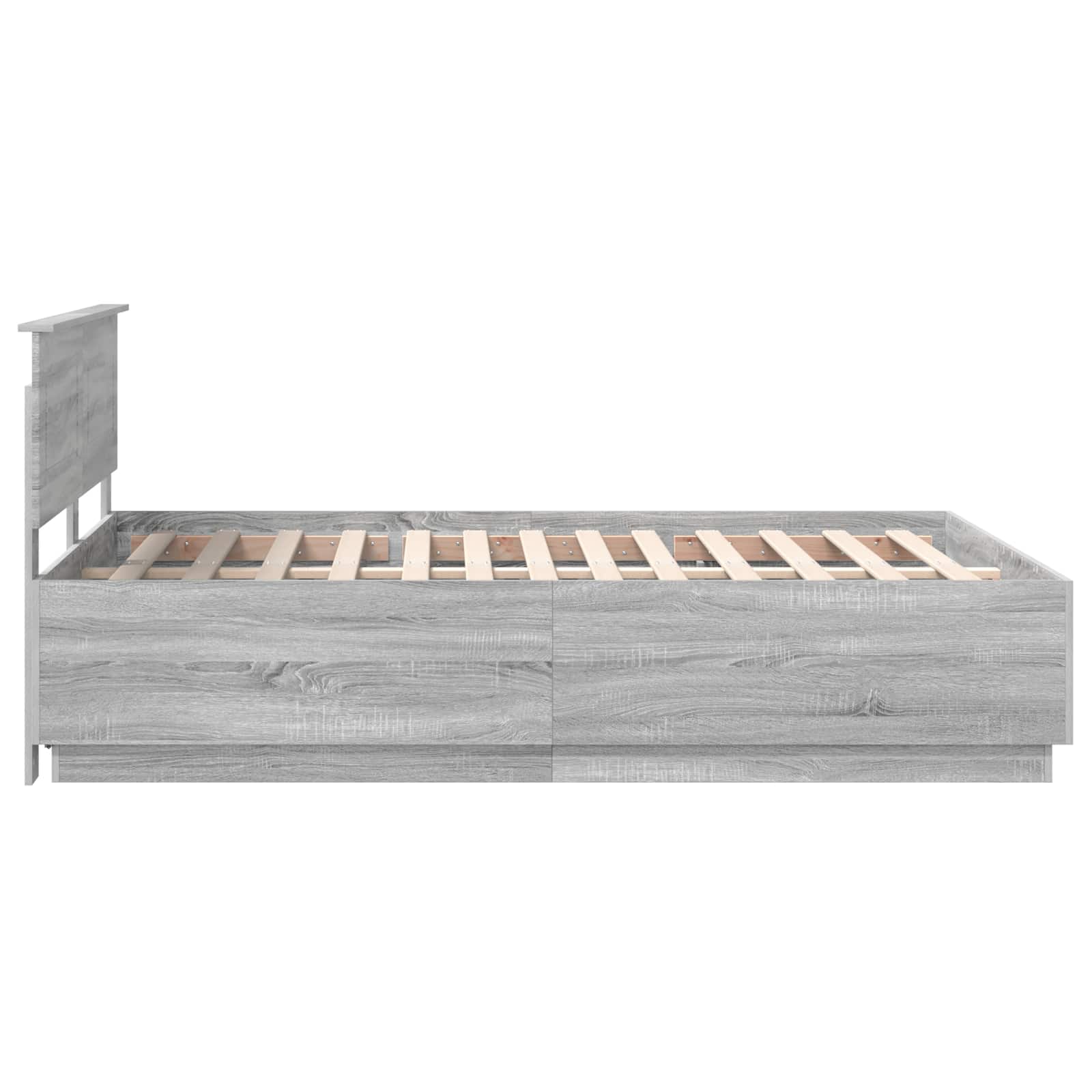 Bedframe met hoofdeinde Grijs Sonoma 150 x 200 cm Bewerkt hout is nu te koop bij PeponiXL, paradijselijk wonen!