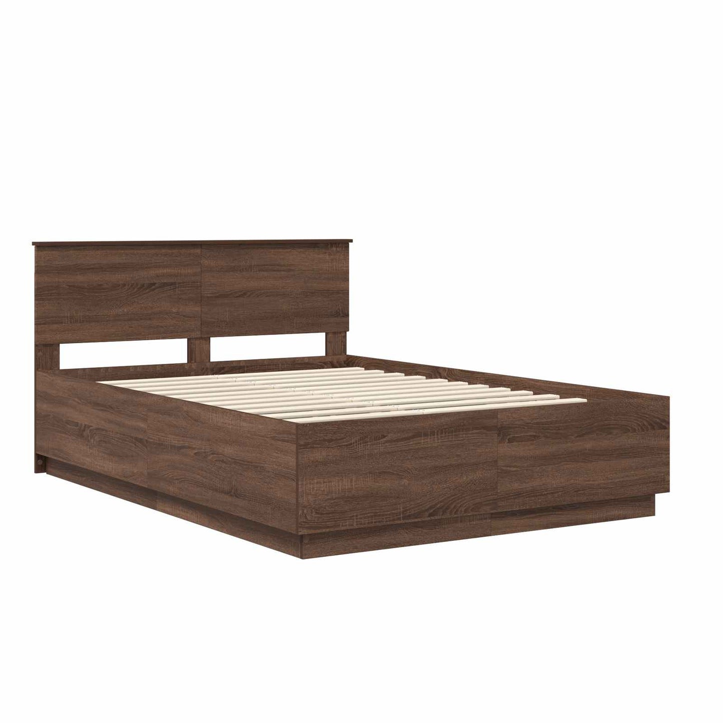 Bedframe met hoofdeinde Bruin Eiken 150 x 200 cm Bewerkt hout is nu te koop bij PeponiXL, paradijselijk wonen!