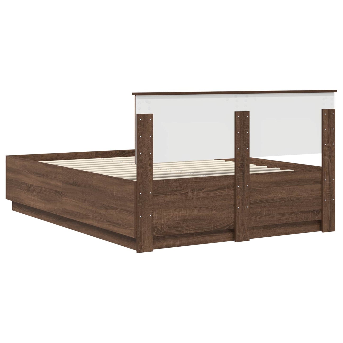 Bedframe met hoofdeinde Bruin Eiken 150 x 200 cm Bewerkt hout is nu te koop bij PeponiXL, paradijselijk wonen!