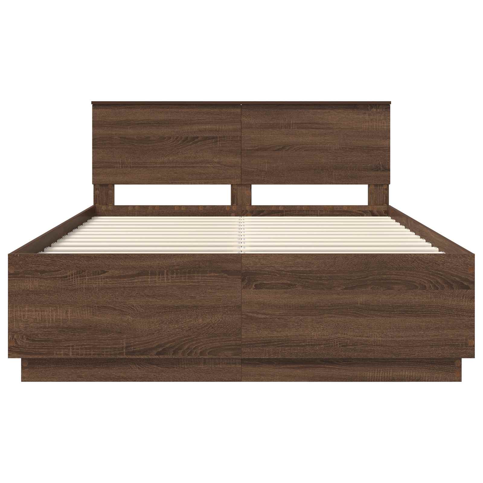 Bedframe met hoofdeinde Bruin Eiken 150 x 200 cm Bewerkt hout is nu te koop bij PeponiXL, paradijselijk wonen!
