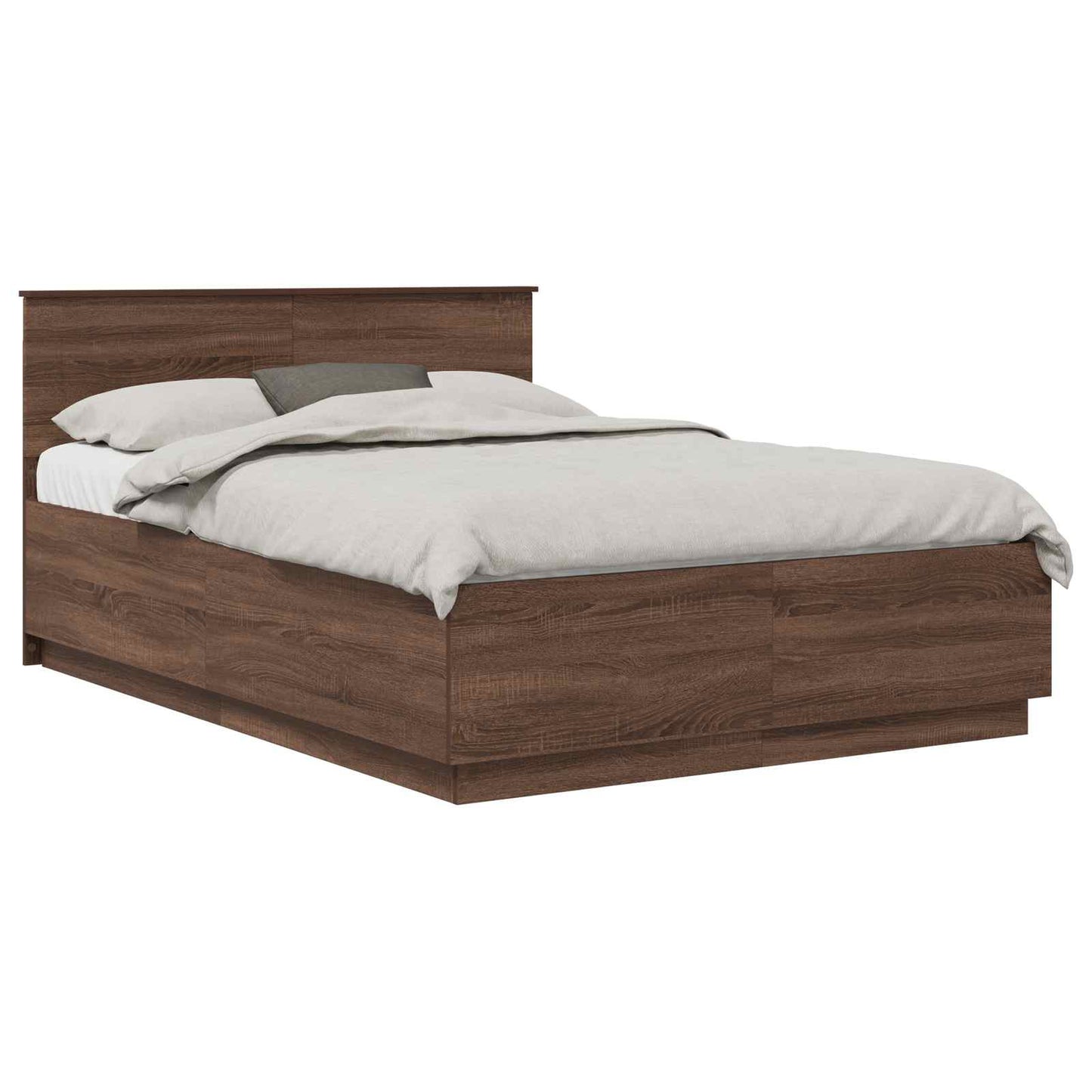 Bedframe met hoofdeinde Bruin Eiken 150 x 200 cm Bewerkt hout is nu te koop bij PeponiXL, paradijselijk wonen!